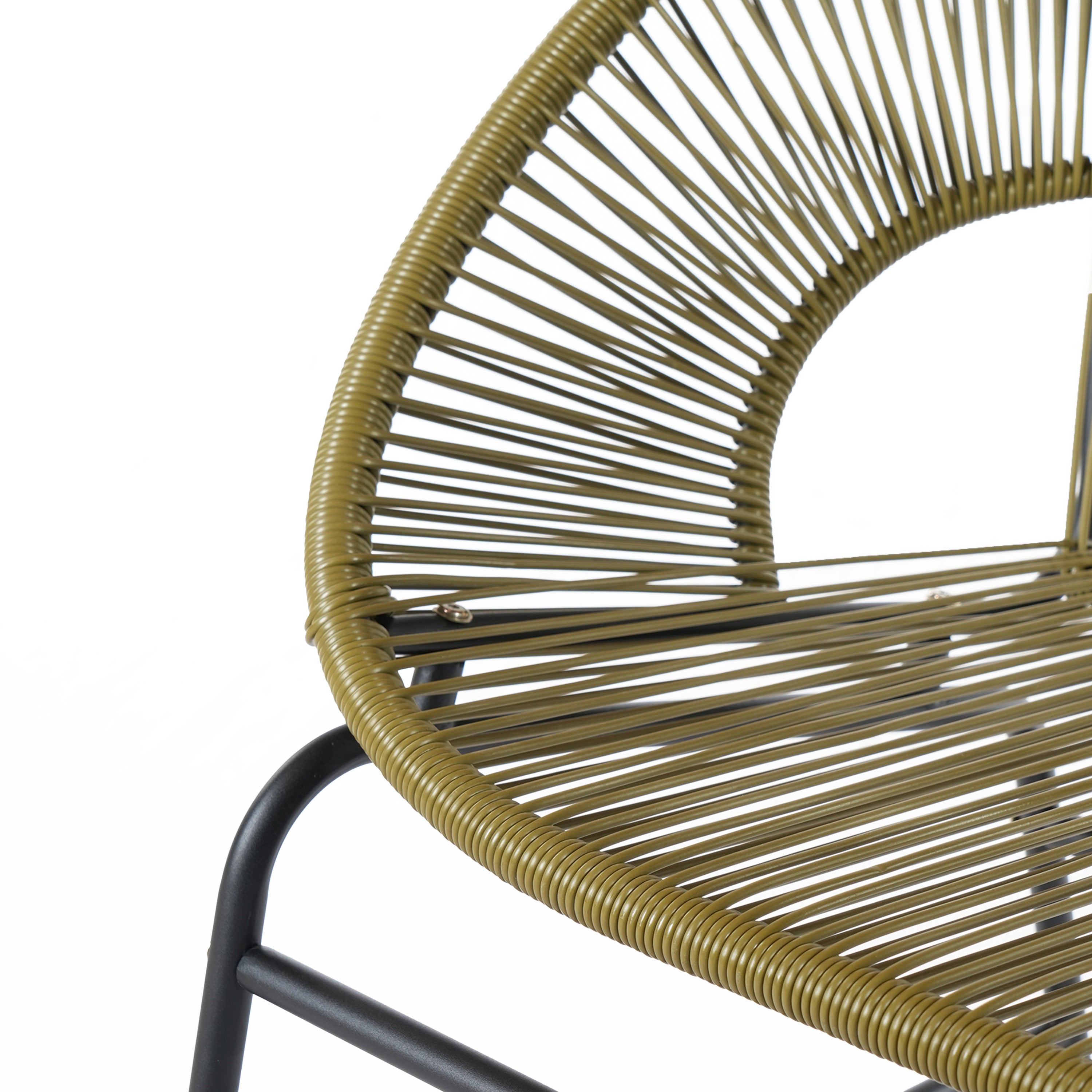 CONDESSA OUTDOOR PATIO WICKER LOVE SEAT, GREEN PE RATTAN & IRON FRAME, SET OF 1
