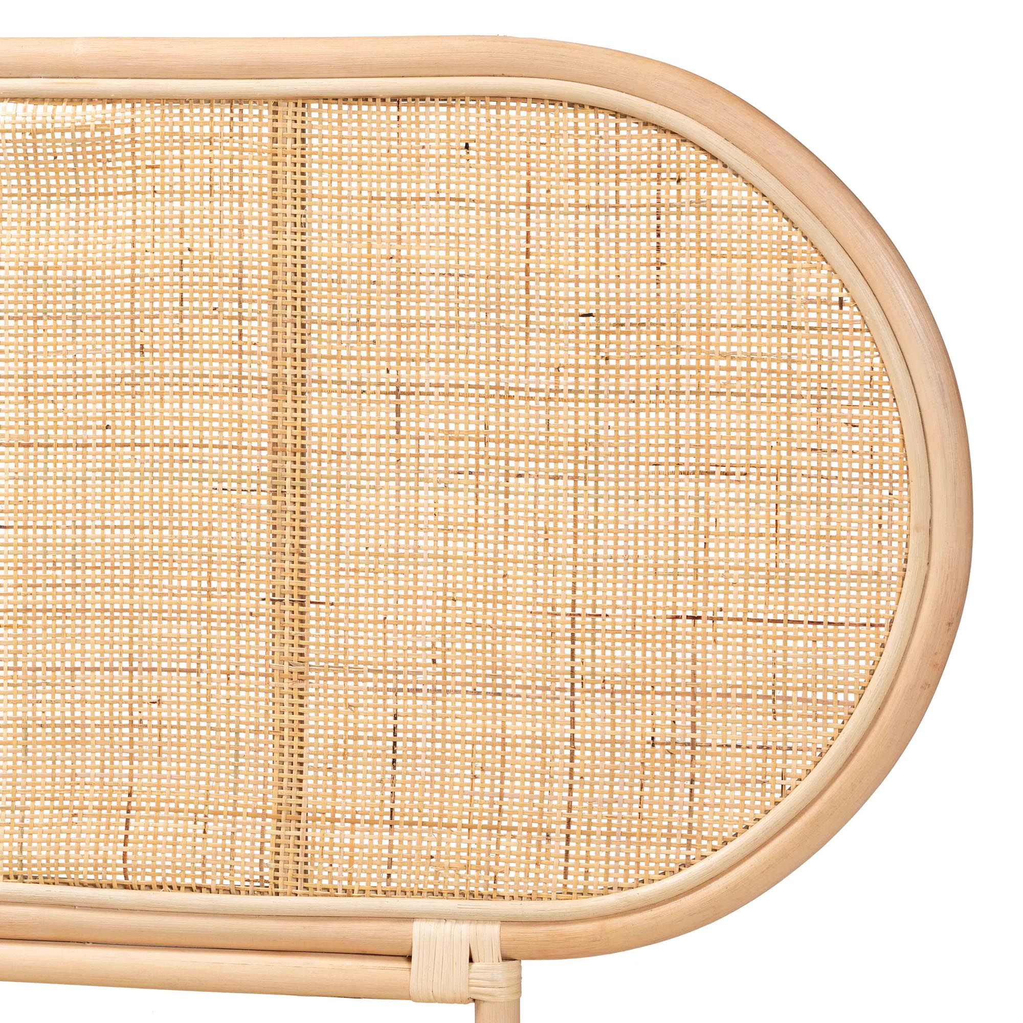 Modern Bohemian Natural Brown Rattan Queen Size Standalone Headboard