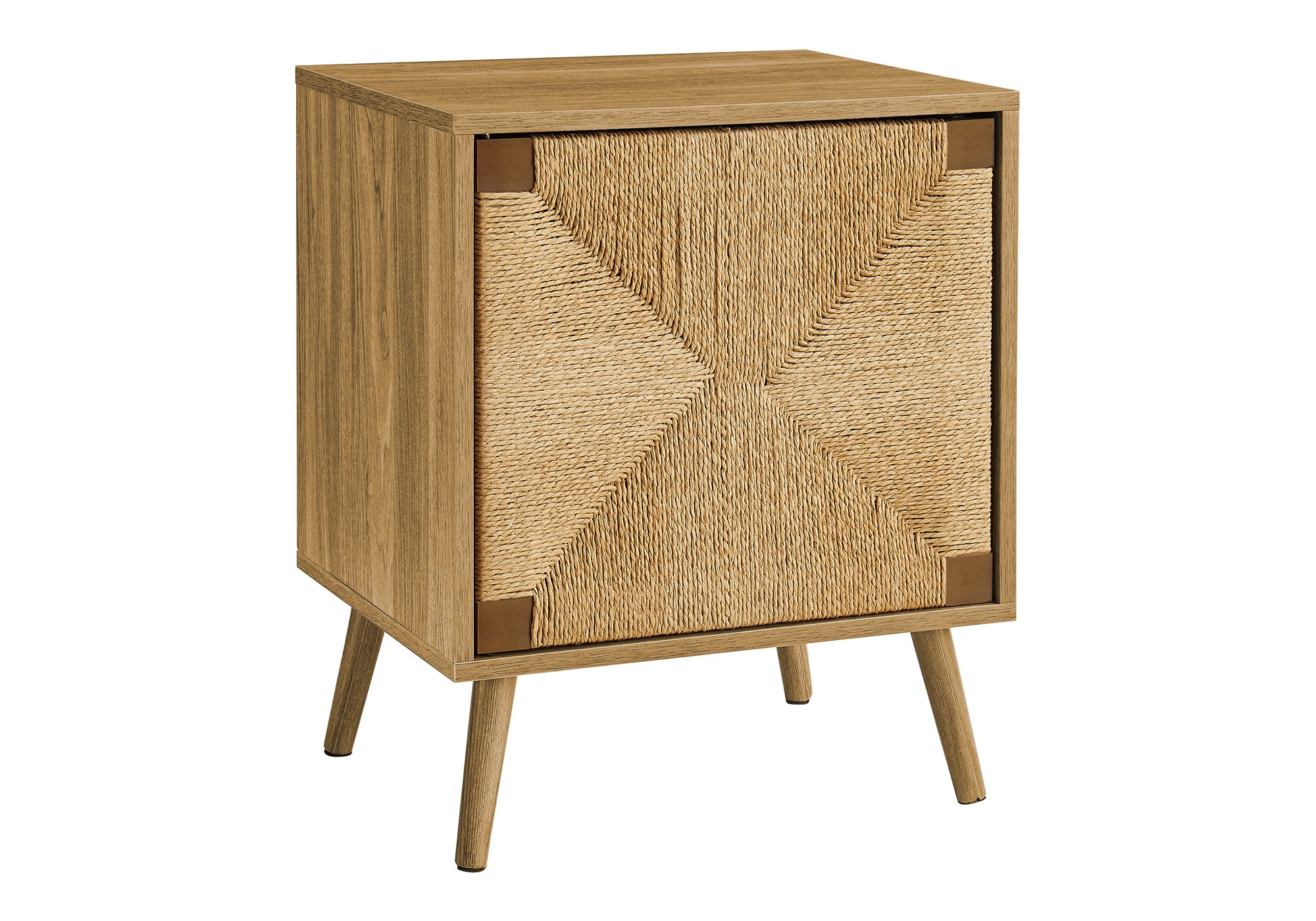 Mid Century Seagrass-Look End Table