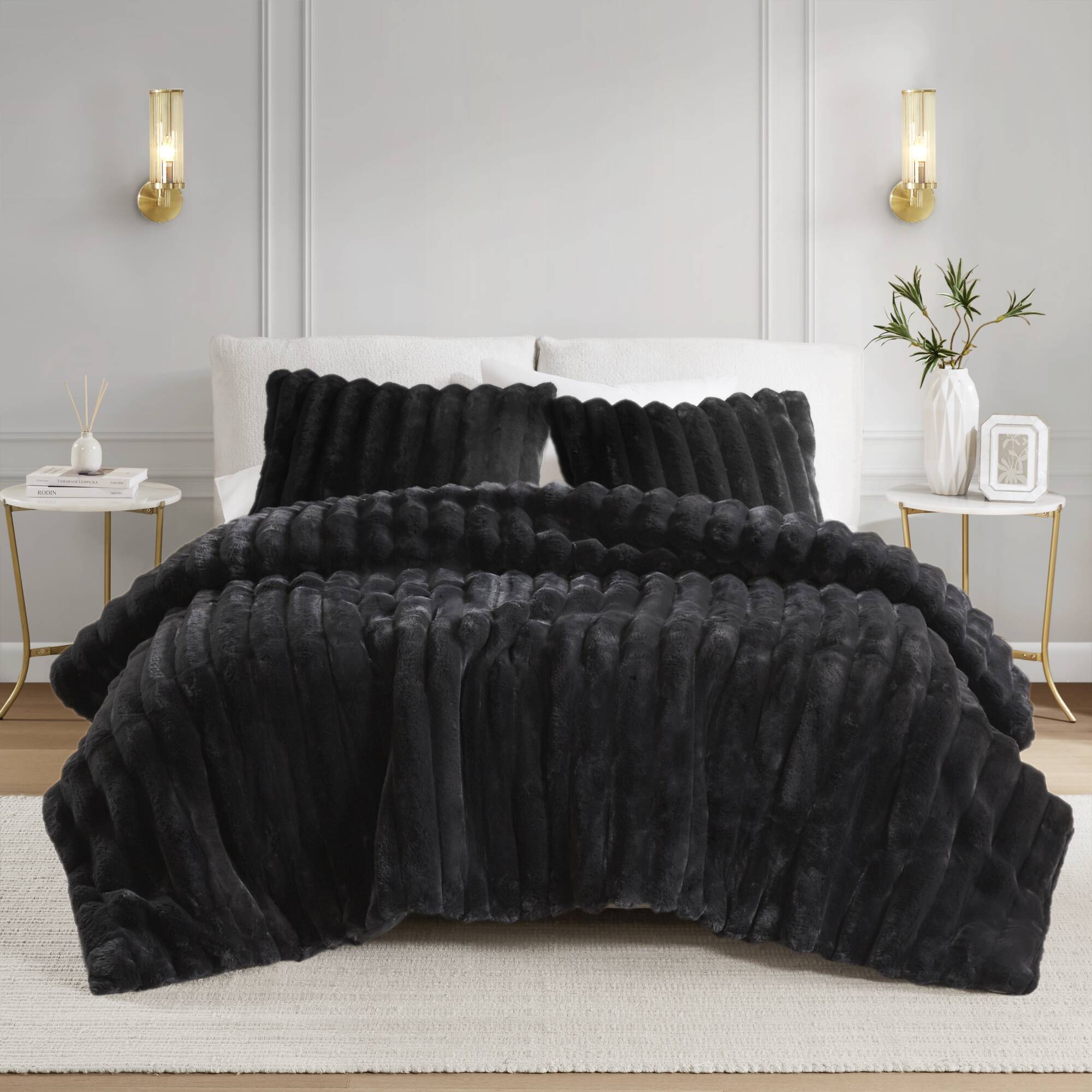 Ultrasoft Faux Fur Ribbed Comforter Set