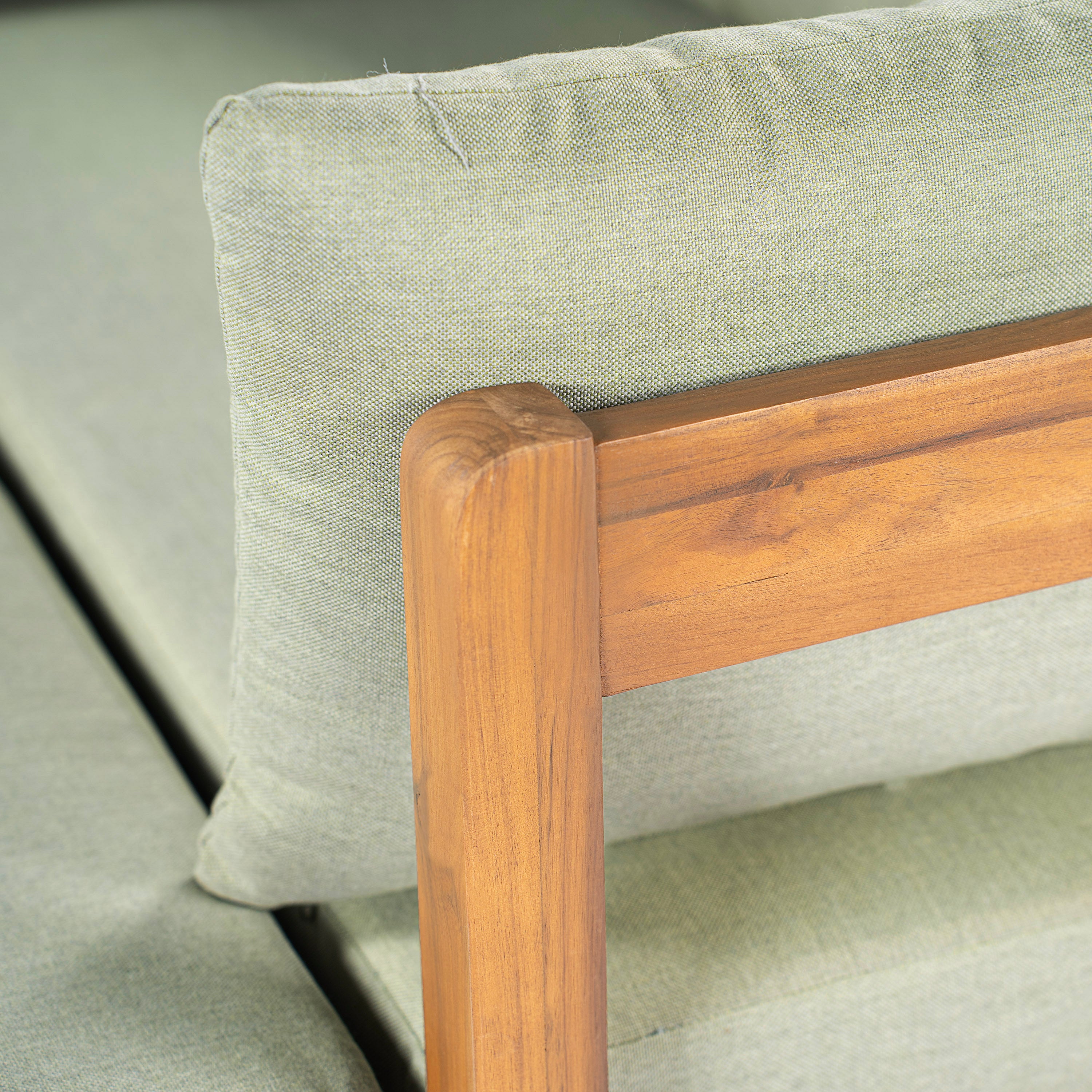 Donovan Outdoor Wood Daybed, Teak Finish With Green Cushion