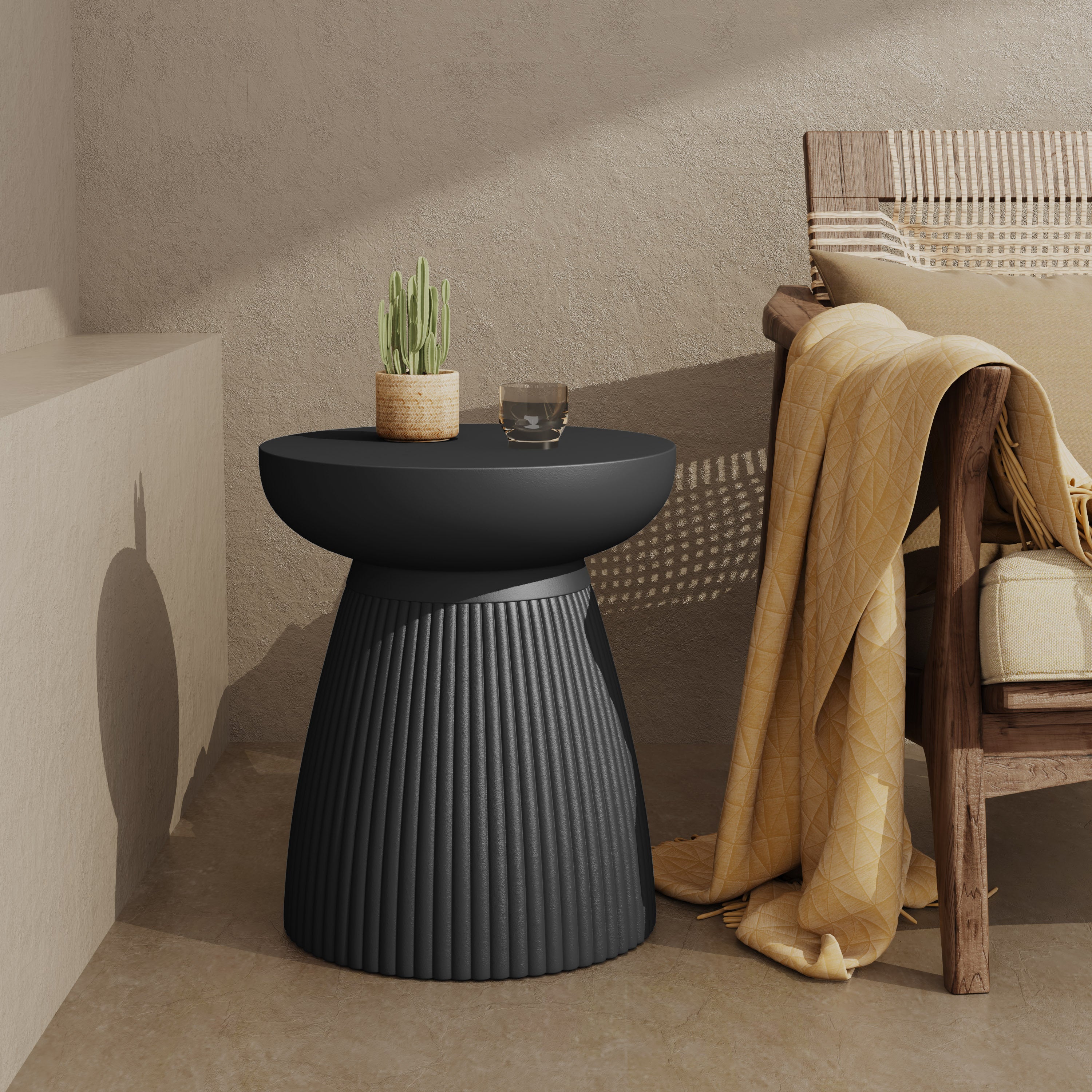 Outdoor Fluted Pedestal Side Table