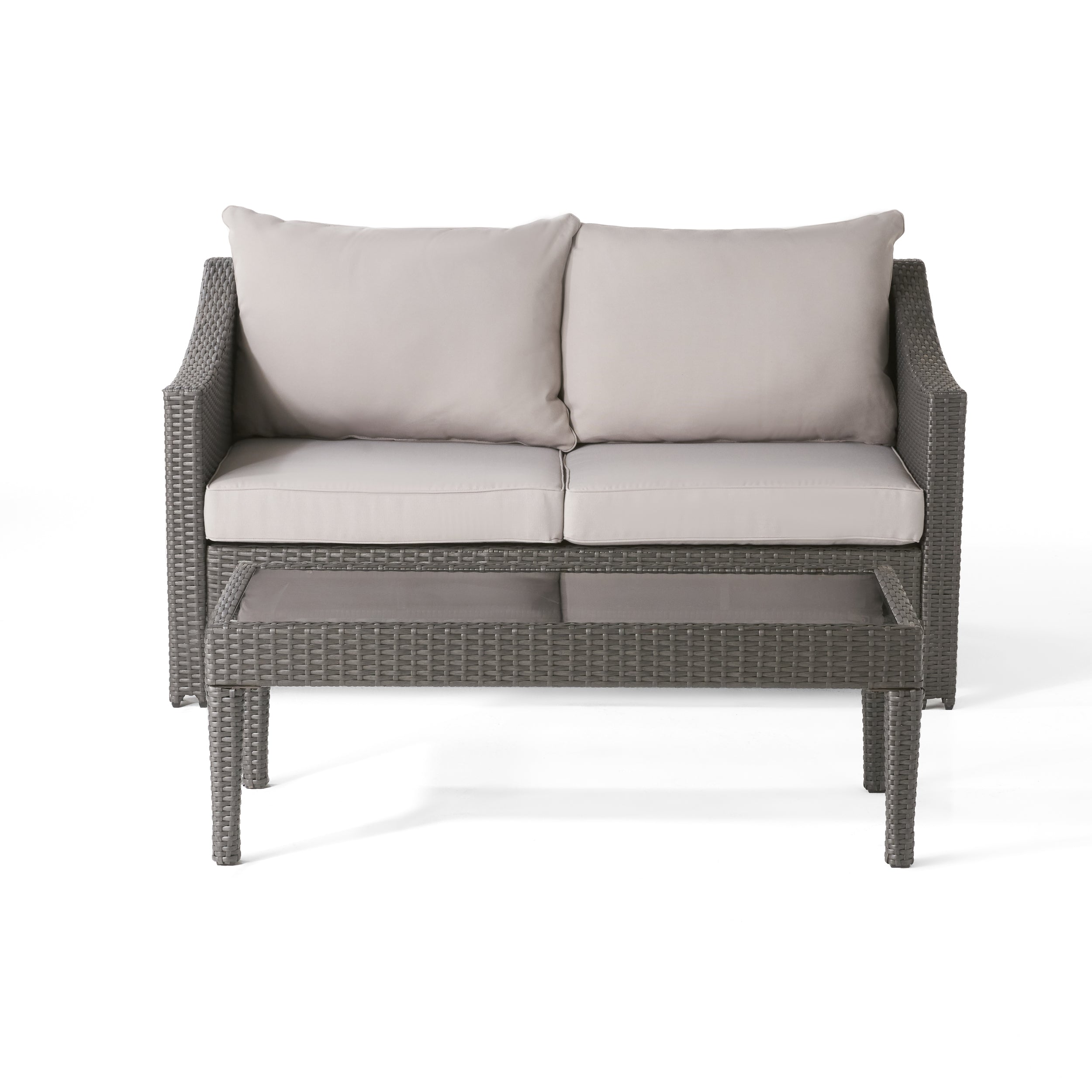 Antibes Outdoor Wicker Loveseat & Table Set