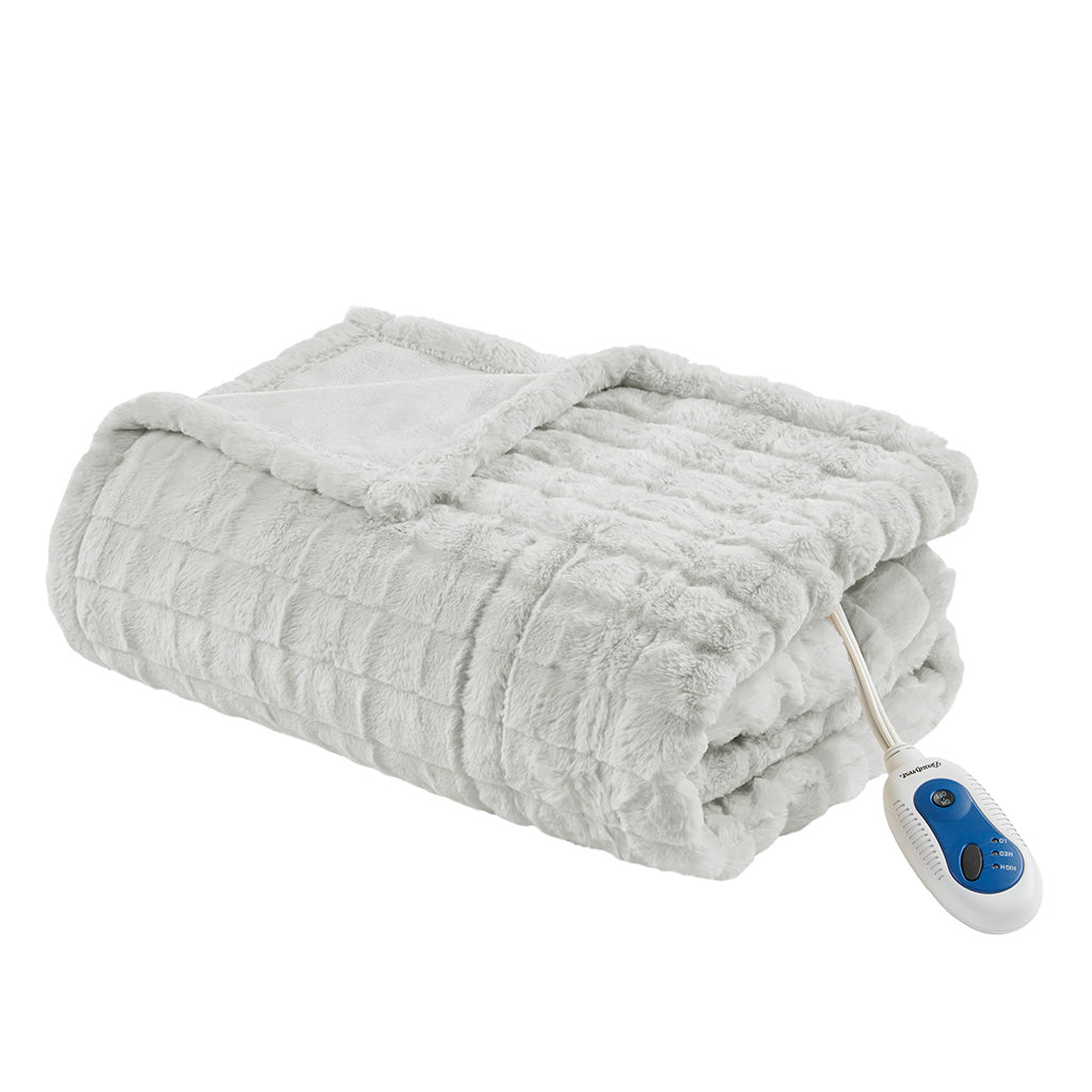 50"x70" Oversized Faux Fur Heated Throw