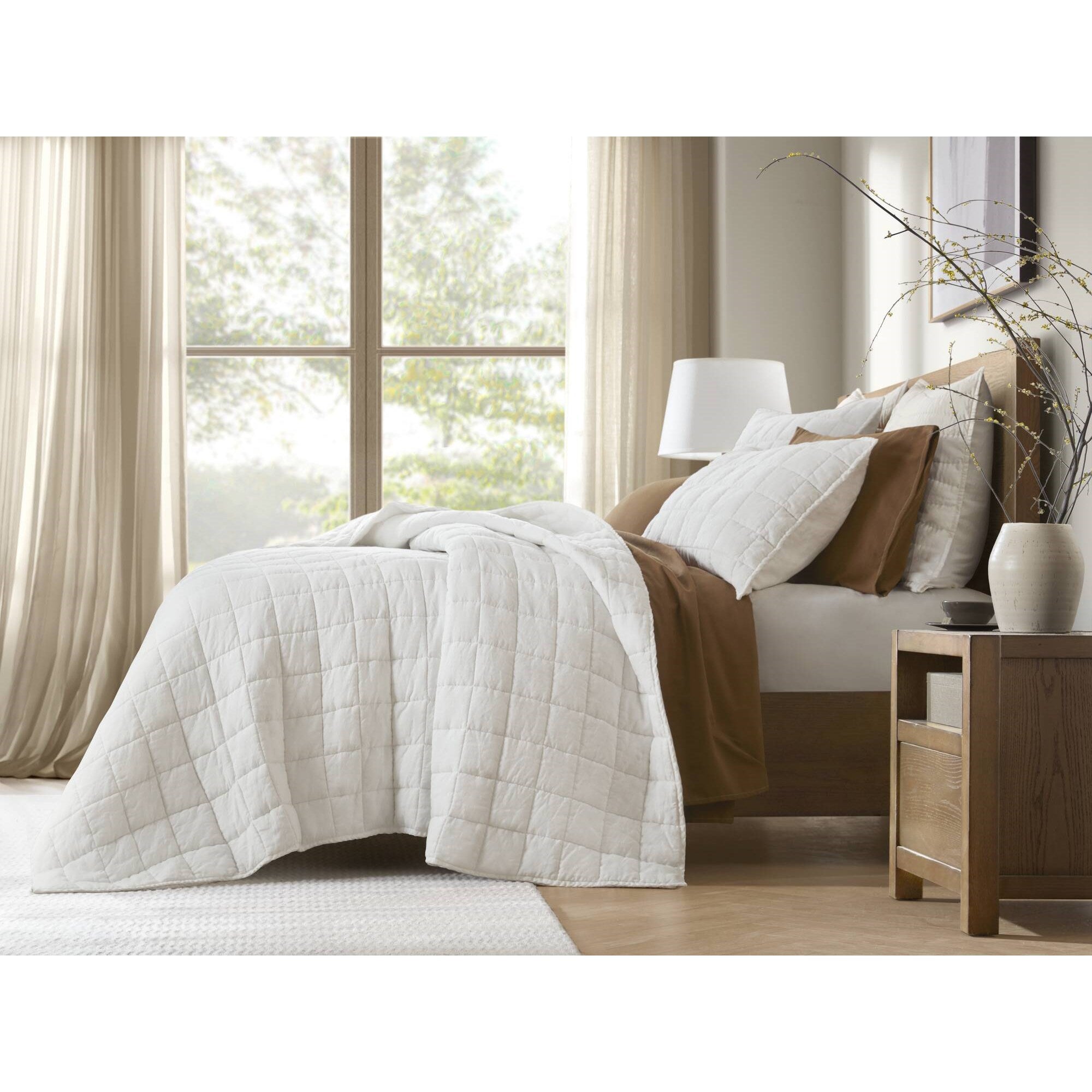 3 Piece Garment Washed French Linen Quilt Set