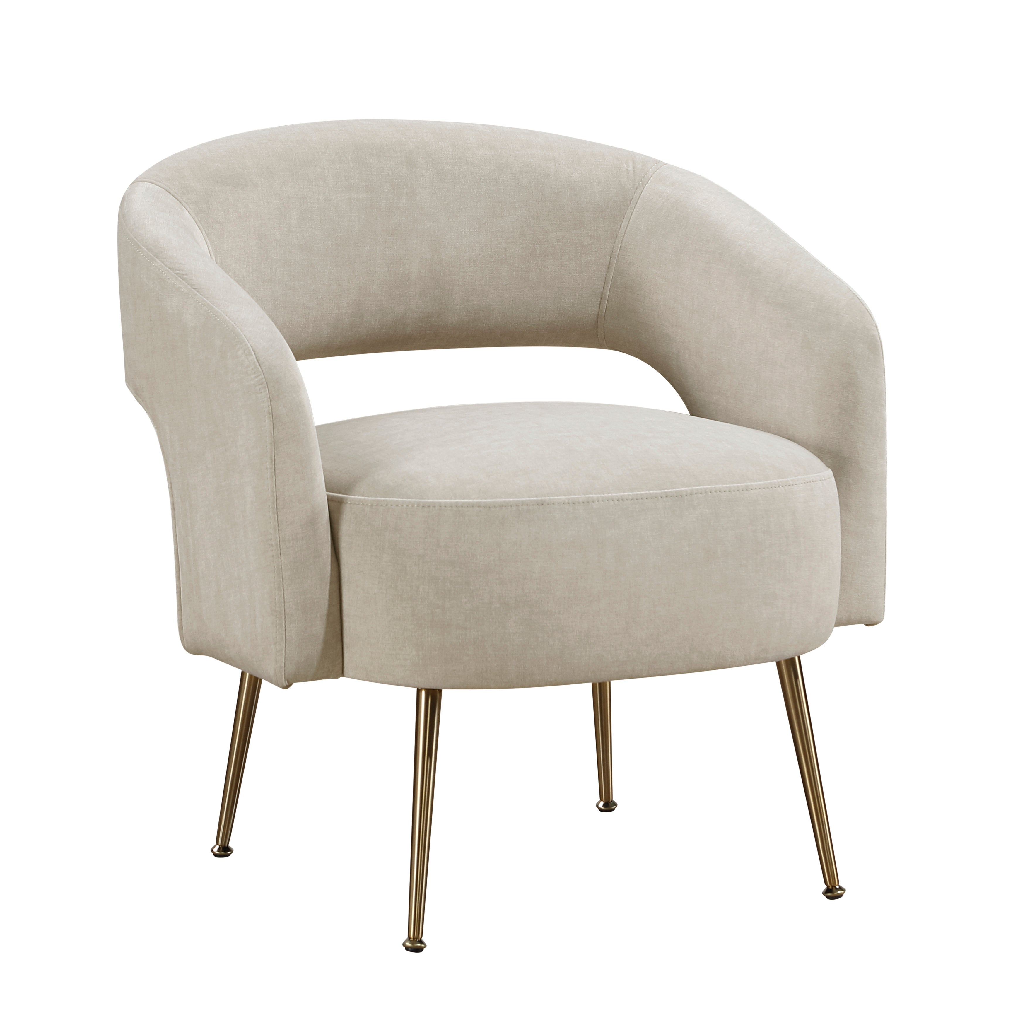 Modern Soft Velvet Accent Chair with Gold Legs