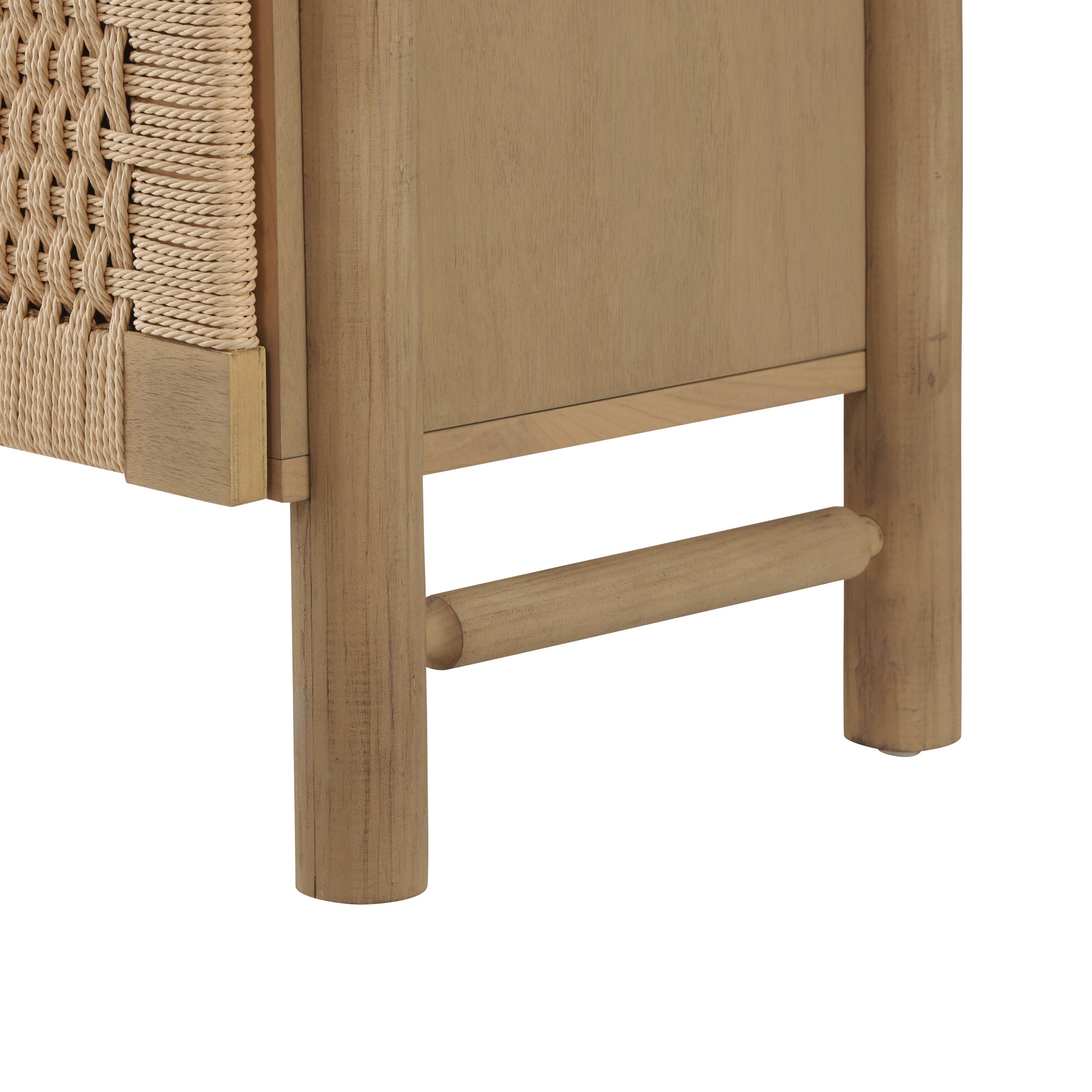 Natural Farmhouse Cabinet with Handwoven Paper Rope Doors, Solid Wood Legs and Natural Finish, for Hallway, Entryway or Living Room