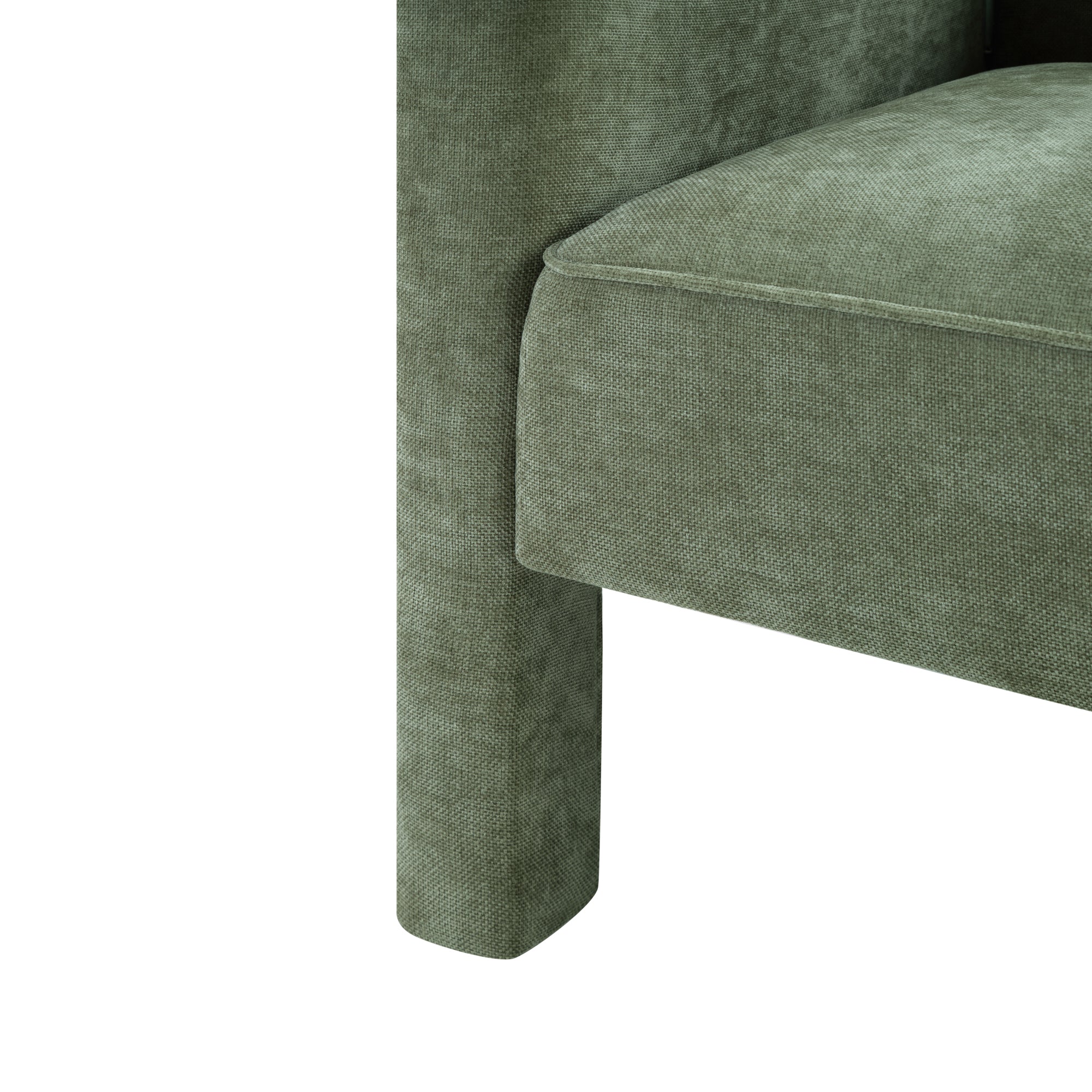 Modern Chenille Barrel Accent Chair with Enclosed Arms