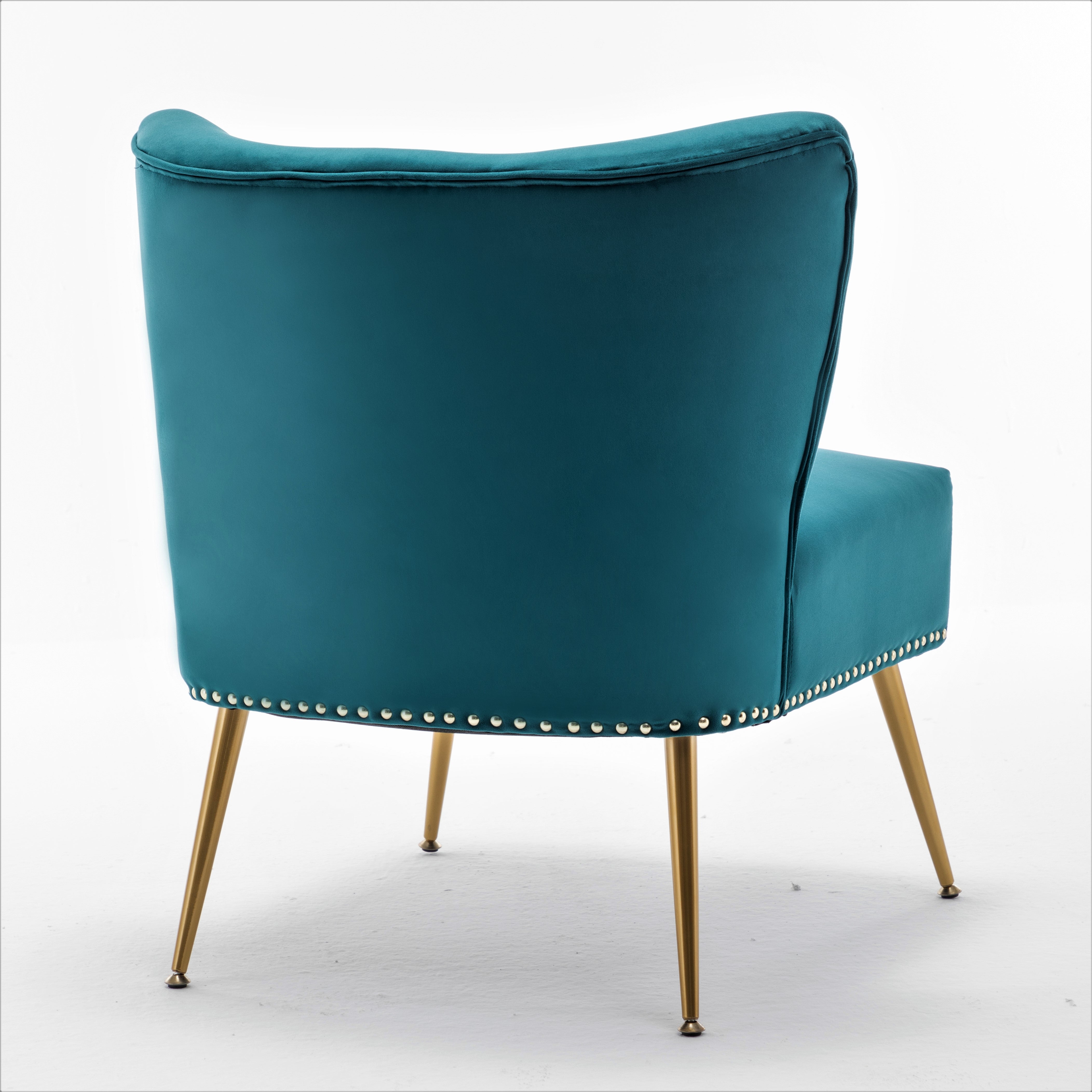 Armless Slipper Accent Chair with Metal Legs