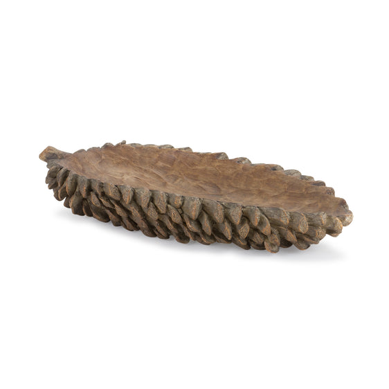 Pine Cone Accent Bowl with Carved Design 19.5"