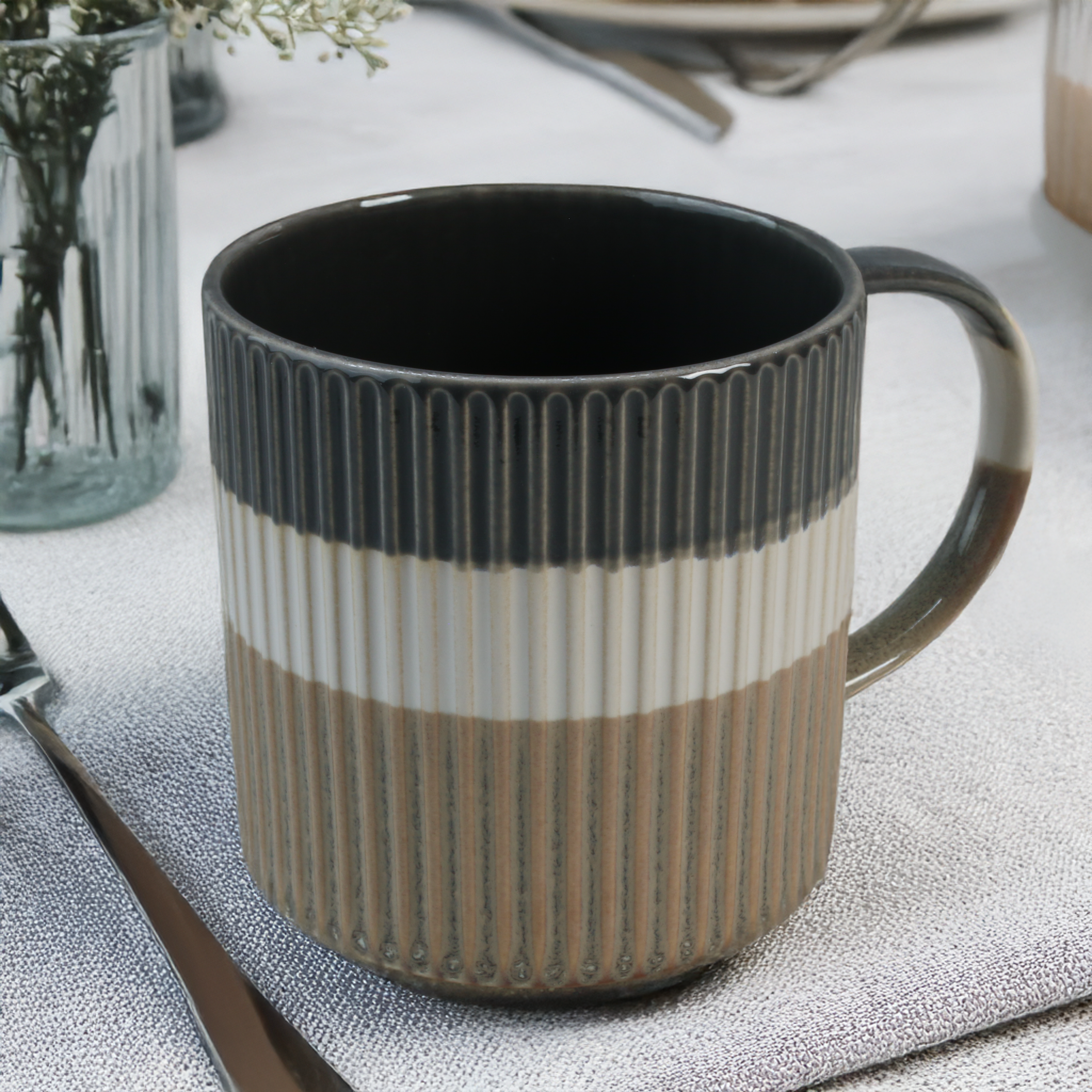 Tri-Color Mugs, 8-Piece Set