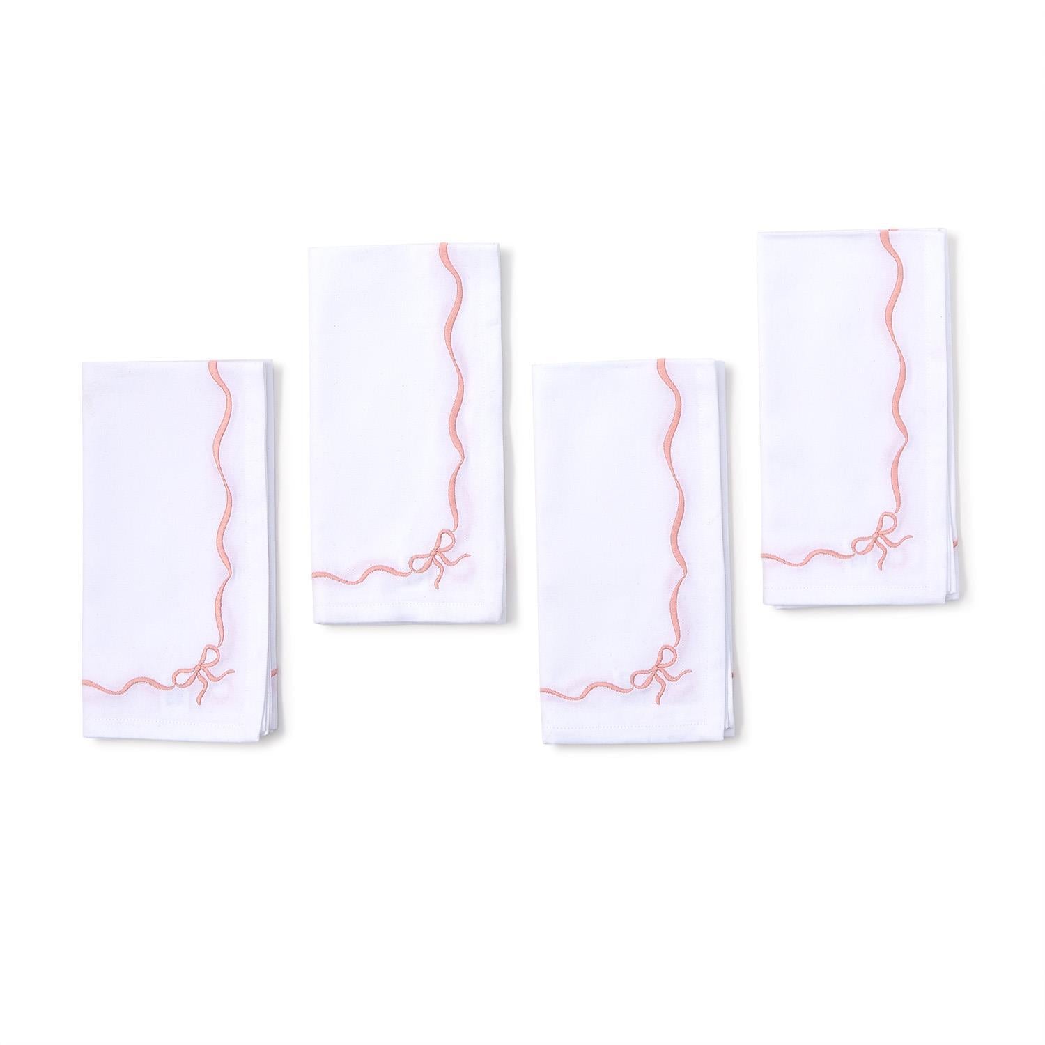 Bow-tiful Embroidered Bow Dinner Napkins, Set of 4