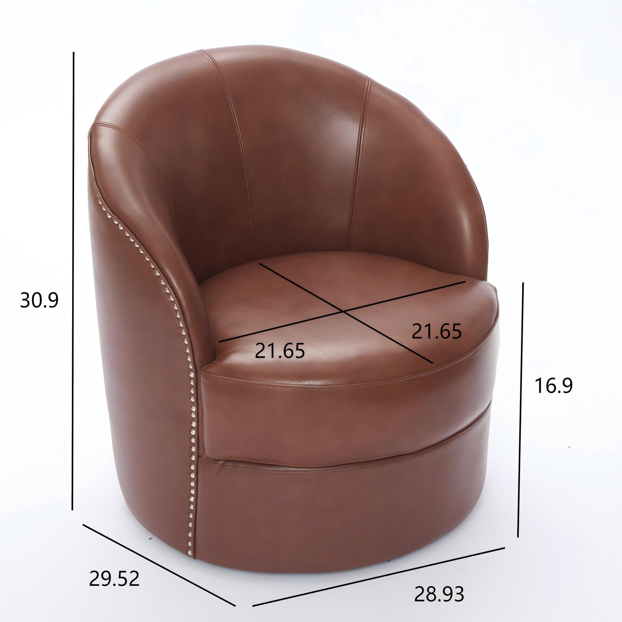 Top-Grain Leather Swivel Accent Chair