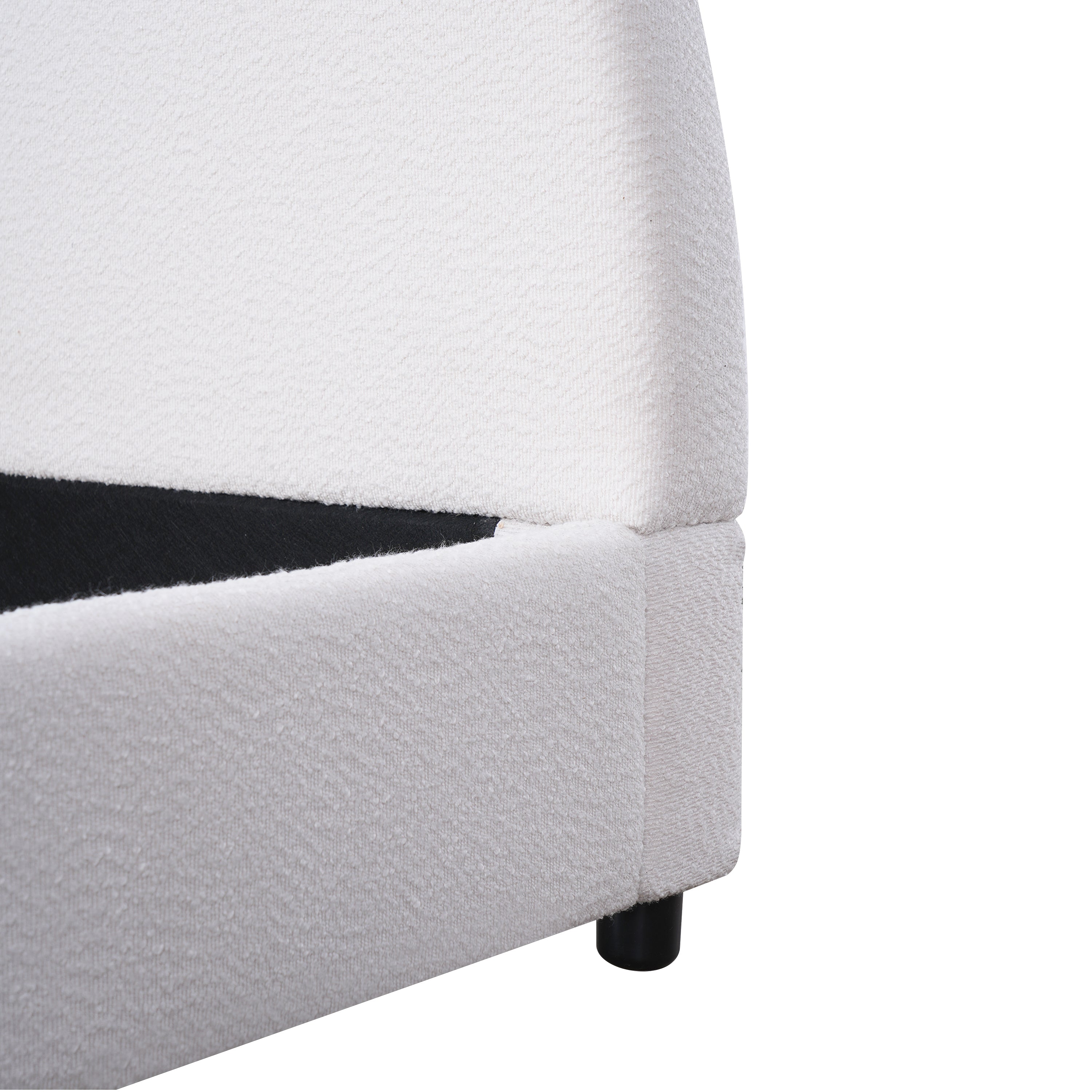 Bed Frame With Boucle Upholstered Round Curved Headboard