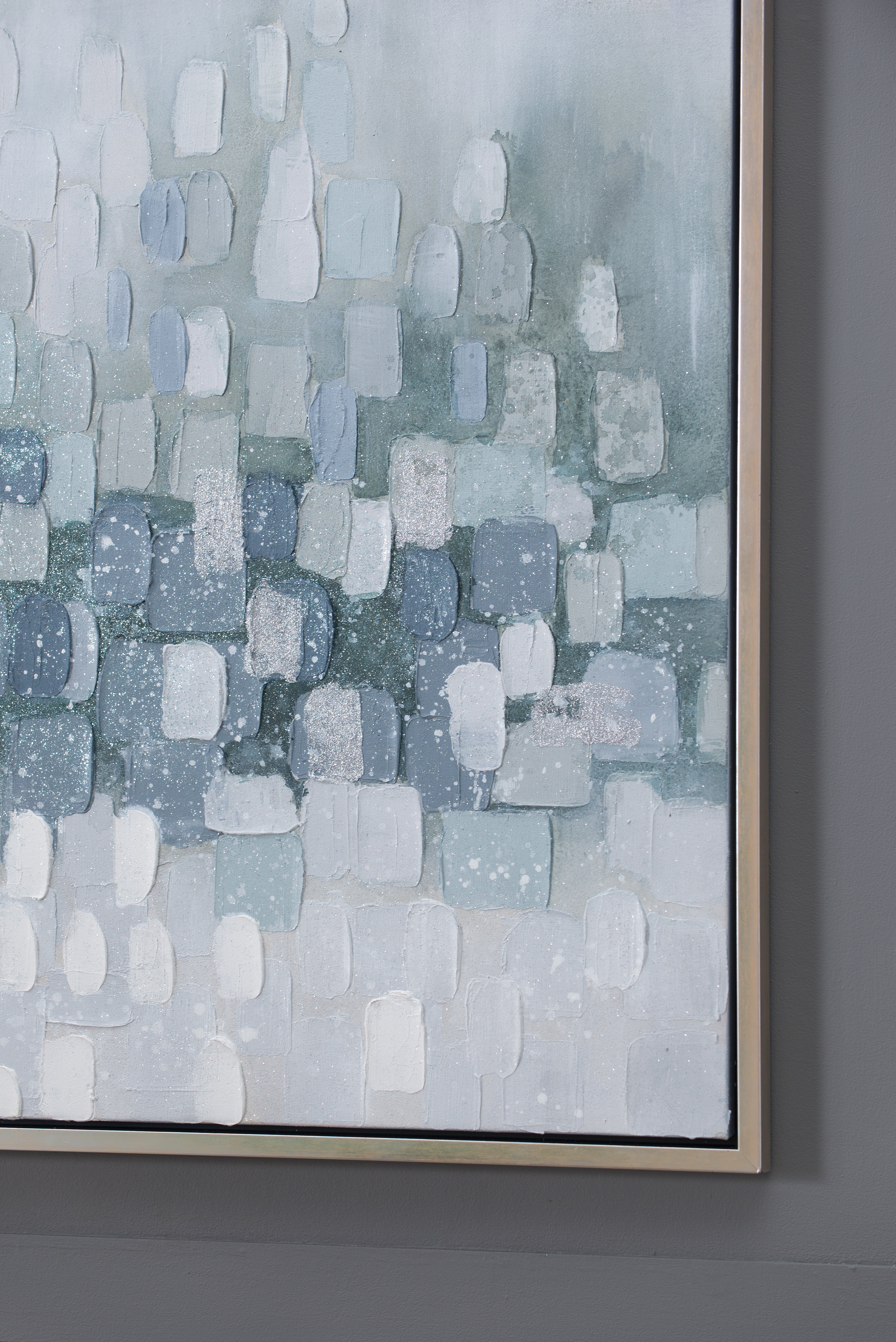 Landscape Gray and Silver Oil Painting in Frame