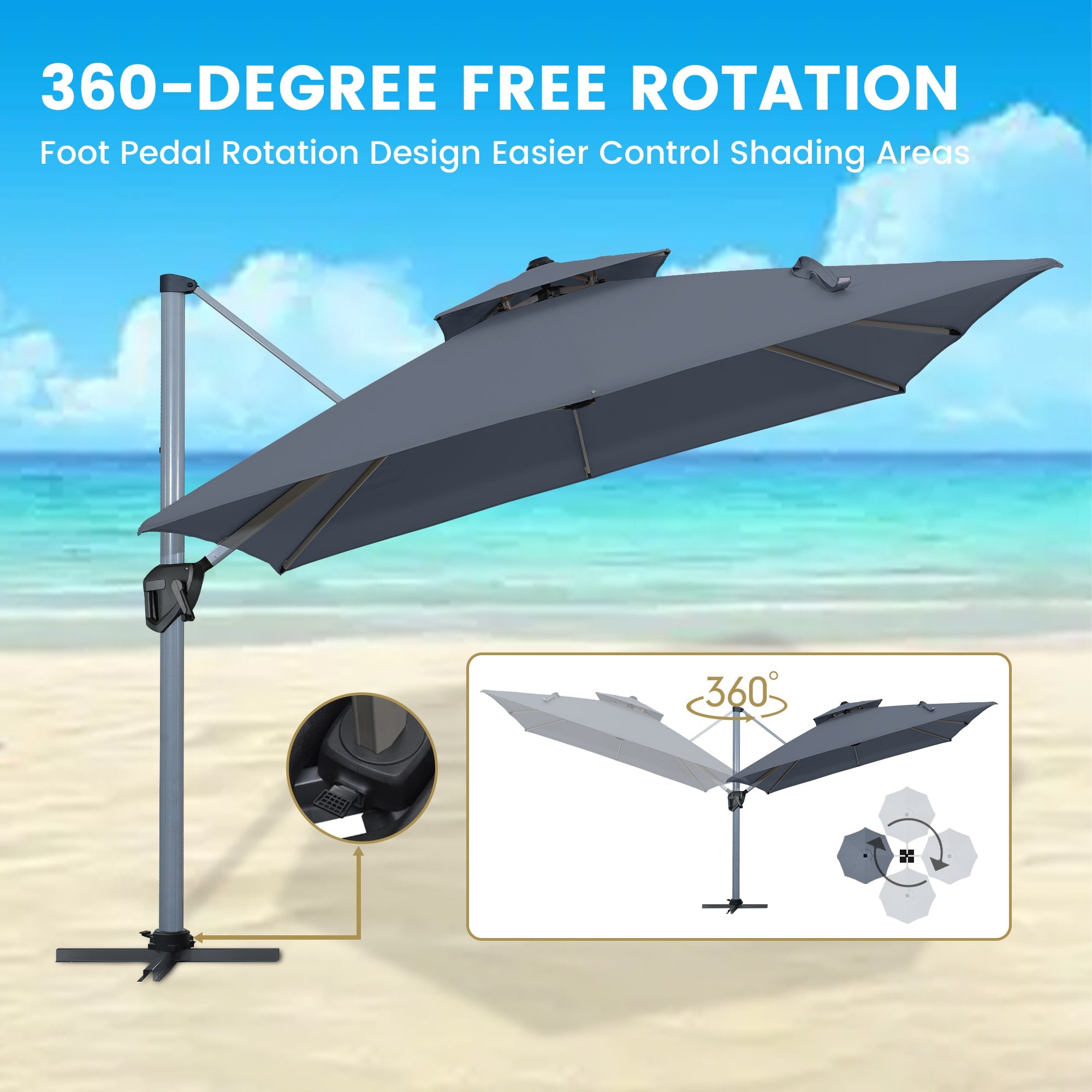 11' Outdoor Square Double Top Patio Umbrella, Base Not Included