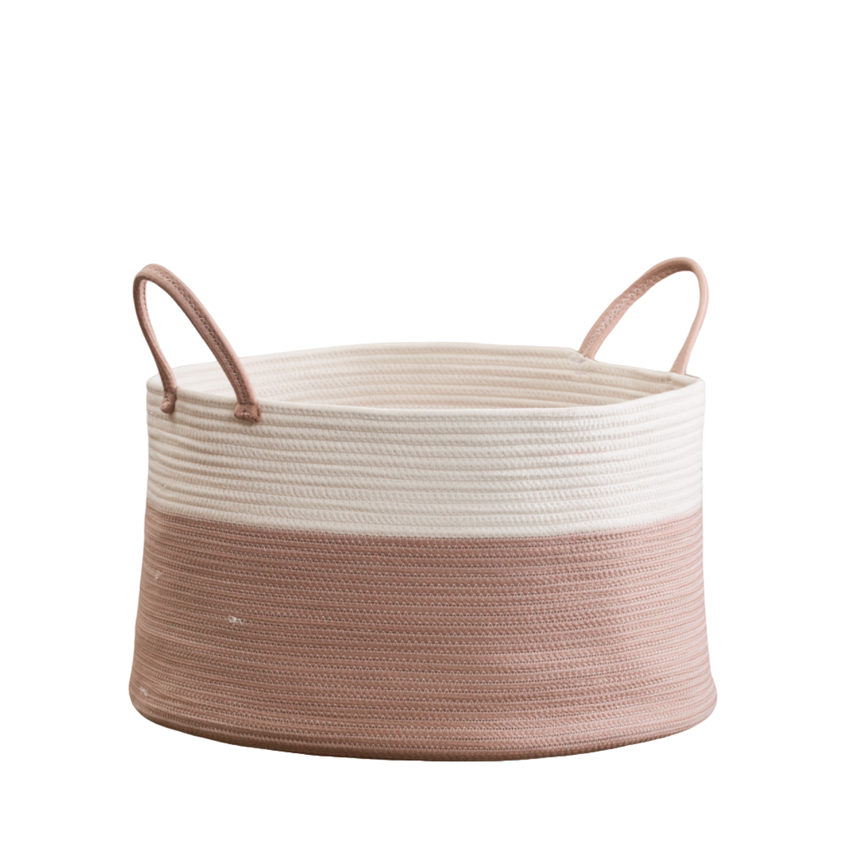 Cotton Round White Brown Laundry Basket