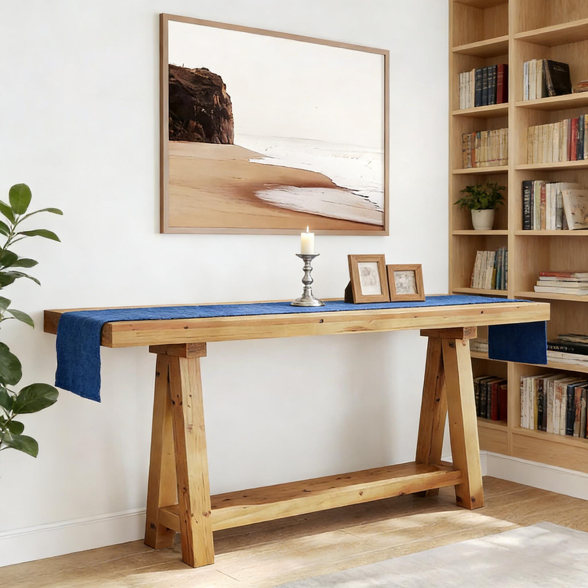 Trestle Style Wood Console Table
