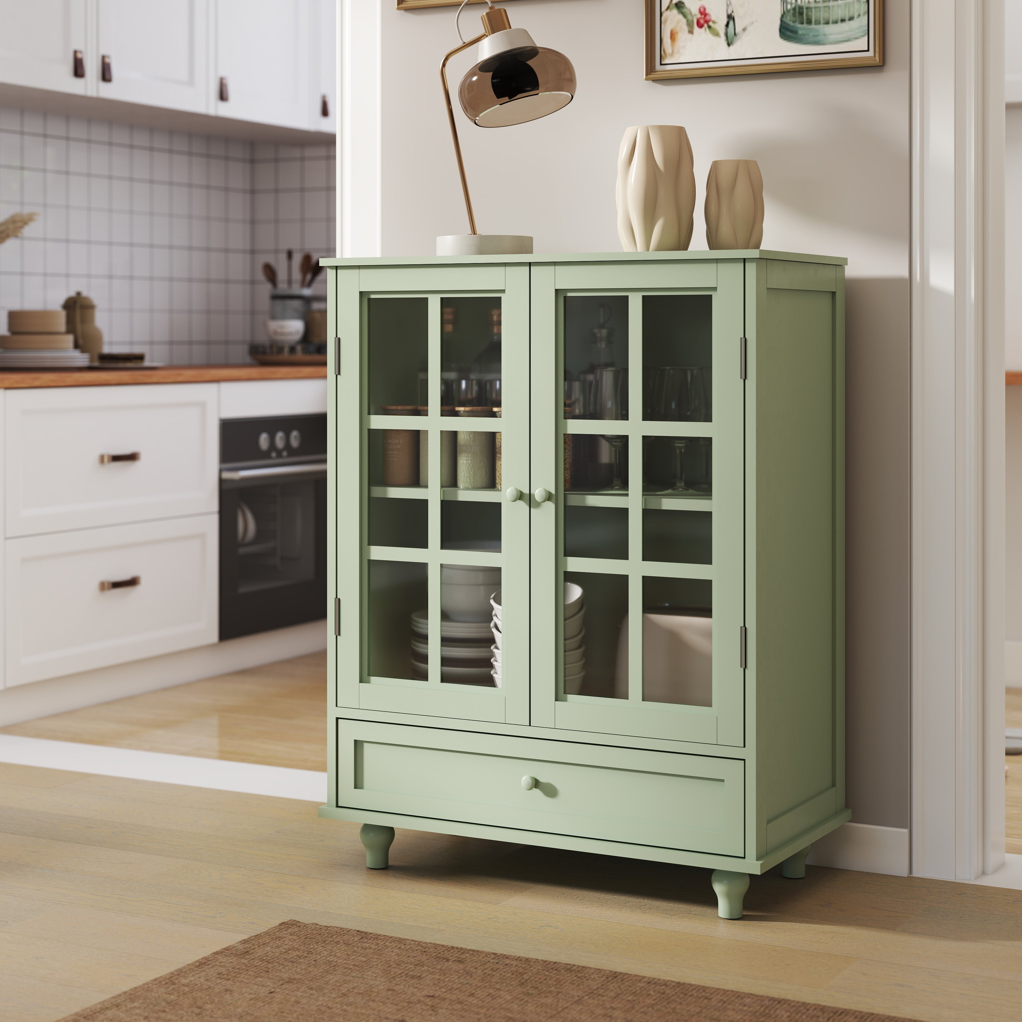 Double Glass Door Accent Cabinet