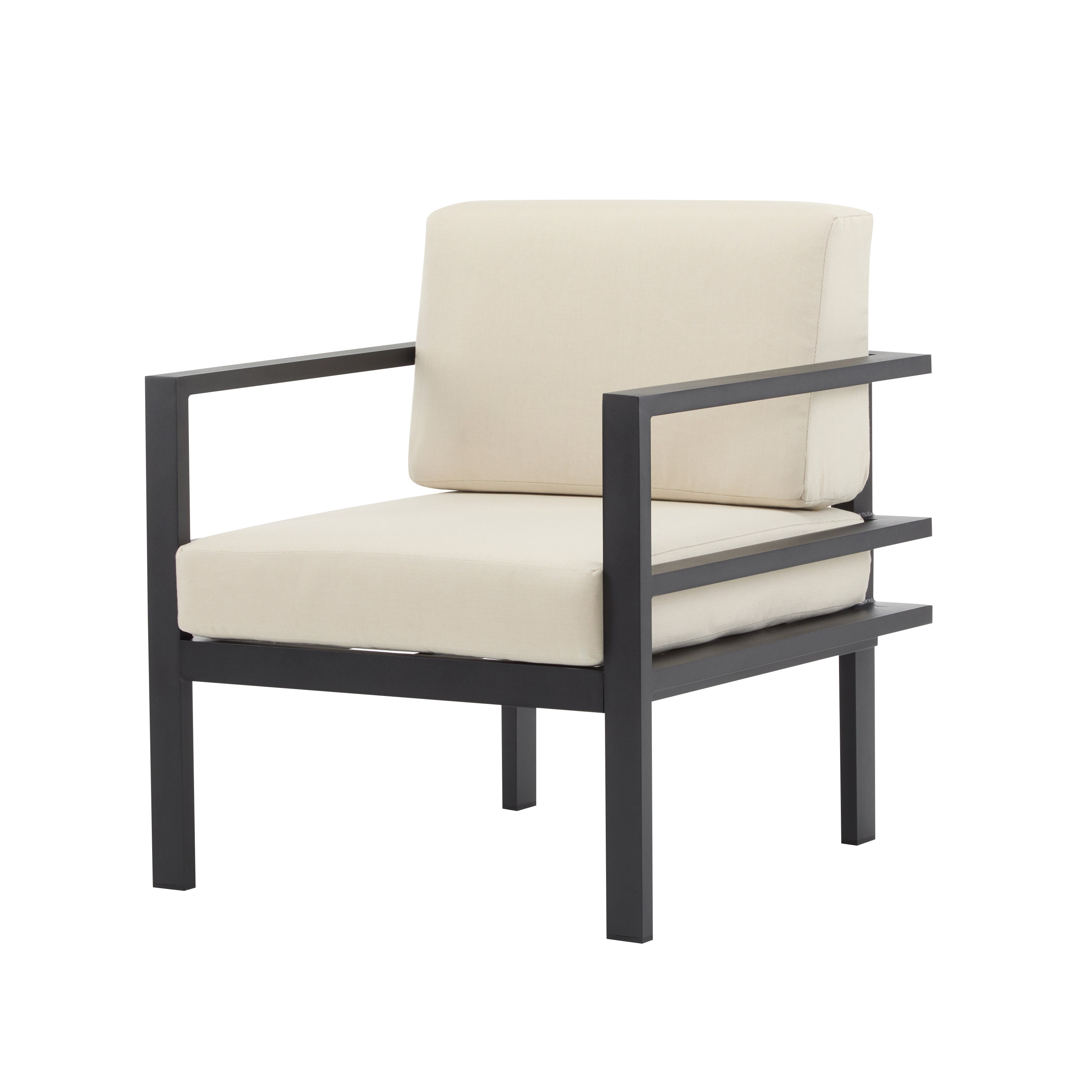Modern Outdoor Lounge Chair with Aluminum Frame and Weather-Resistant Cushions