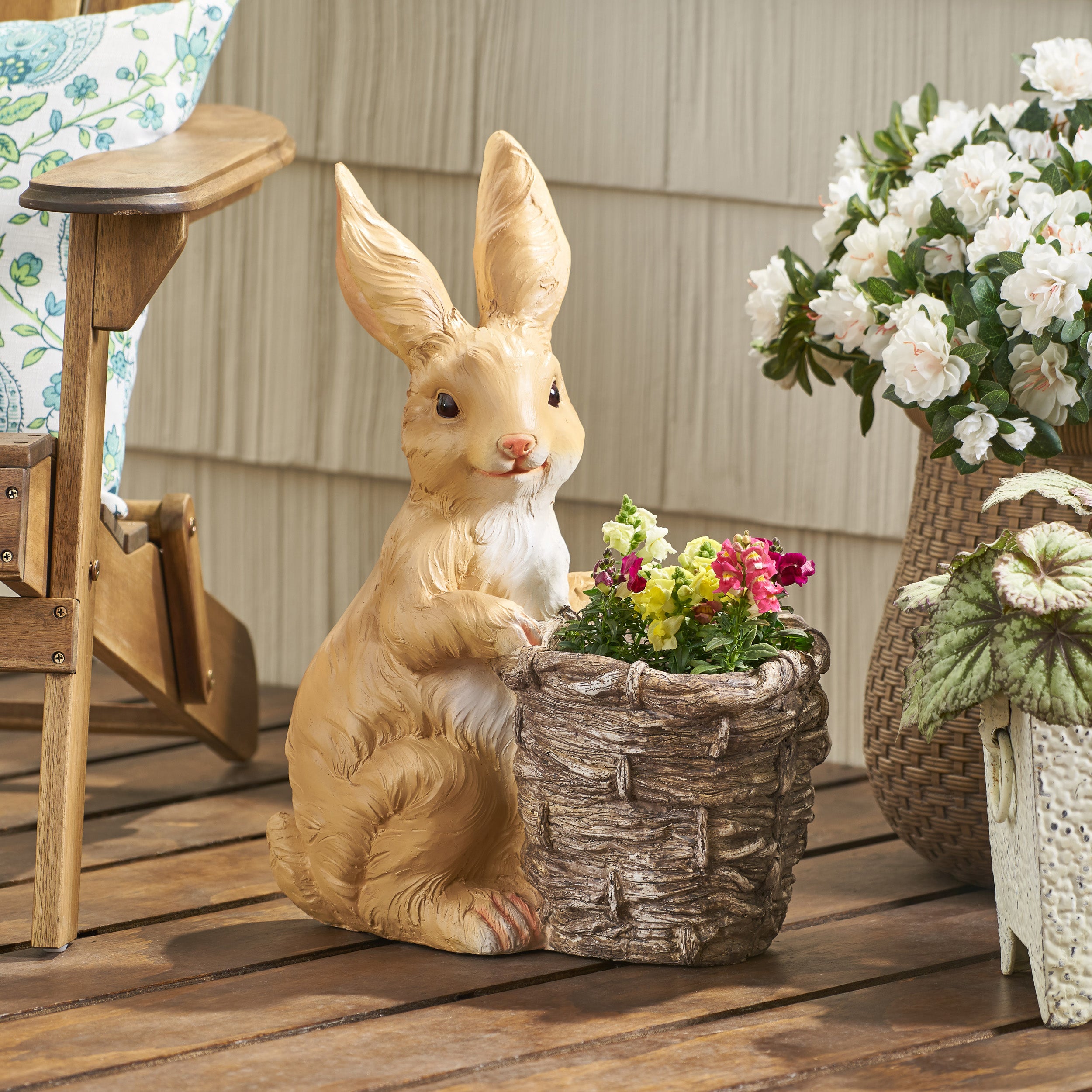 9.5" Outdoor Magnesium Oxide Rabbit Planter