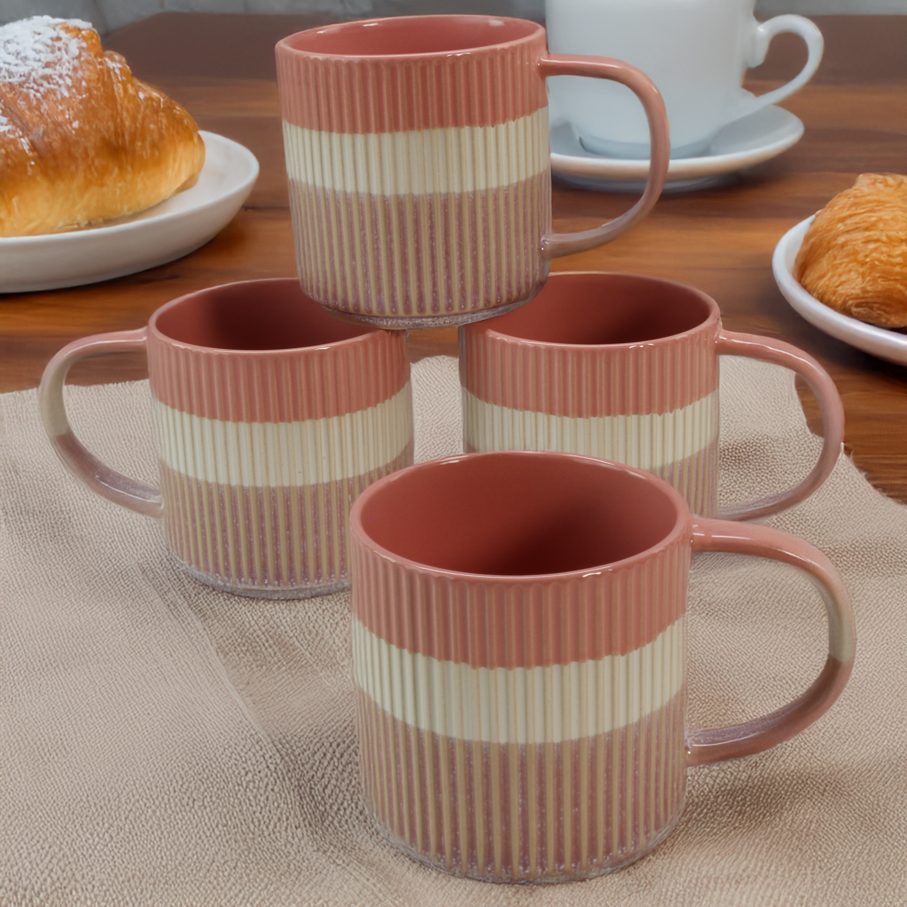 Tri-Color Mugs, Set of 4