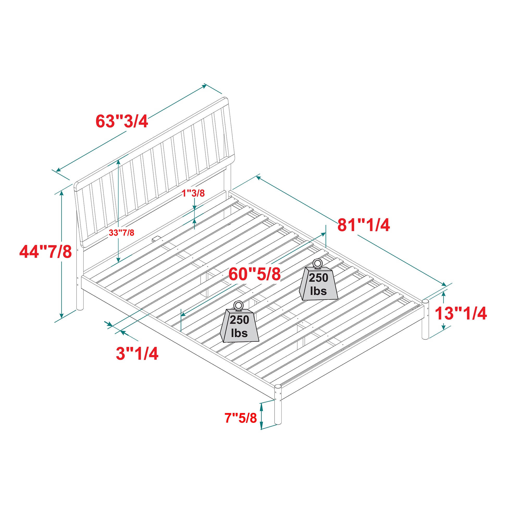Illusive Solid Wood Spindle Bed with Slat Back
