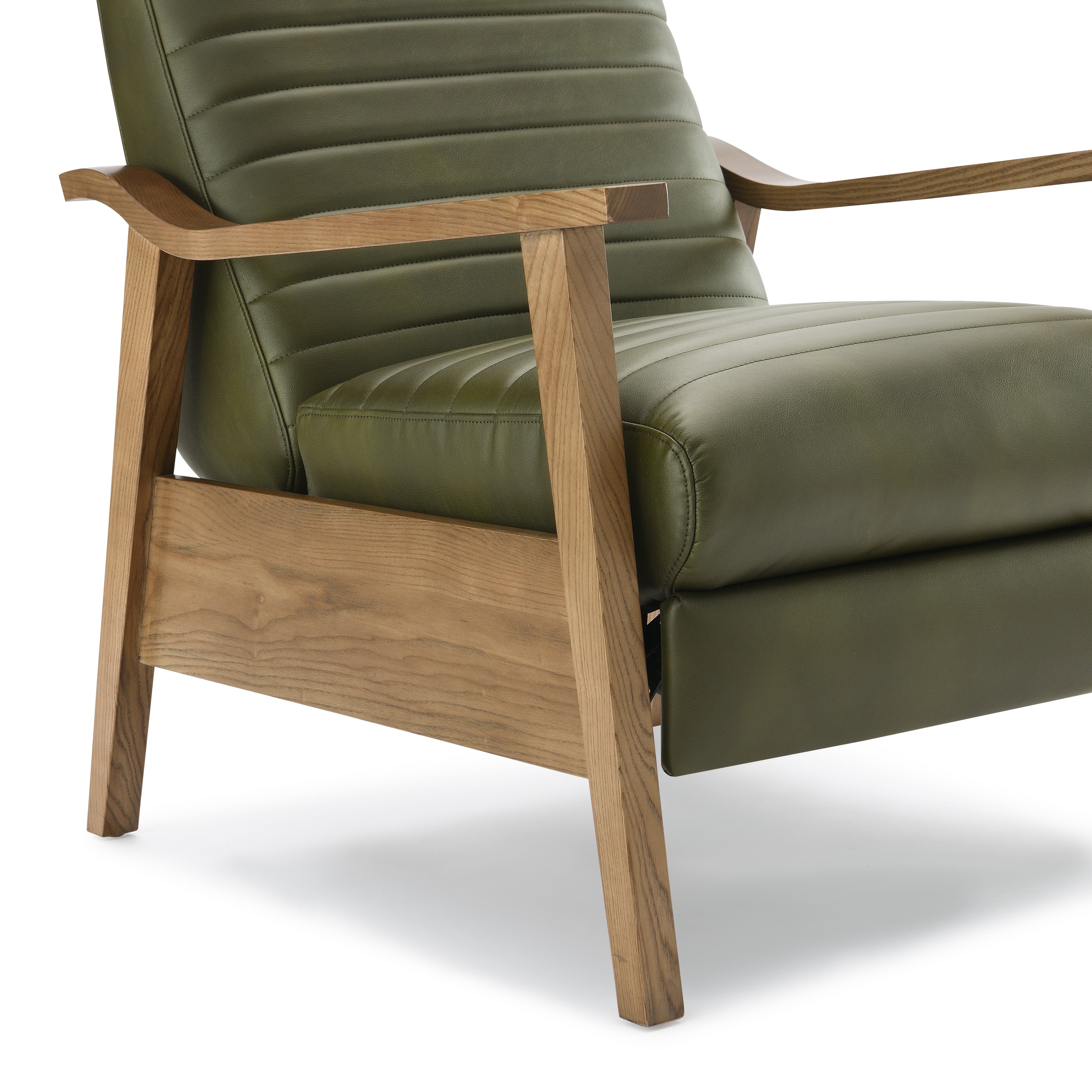 Asher Faux Leather Push Back Recliner with Wooden Arms
