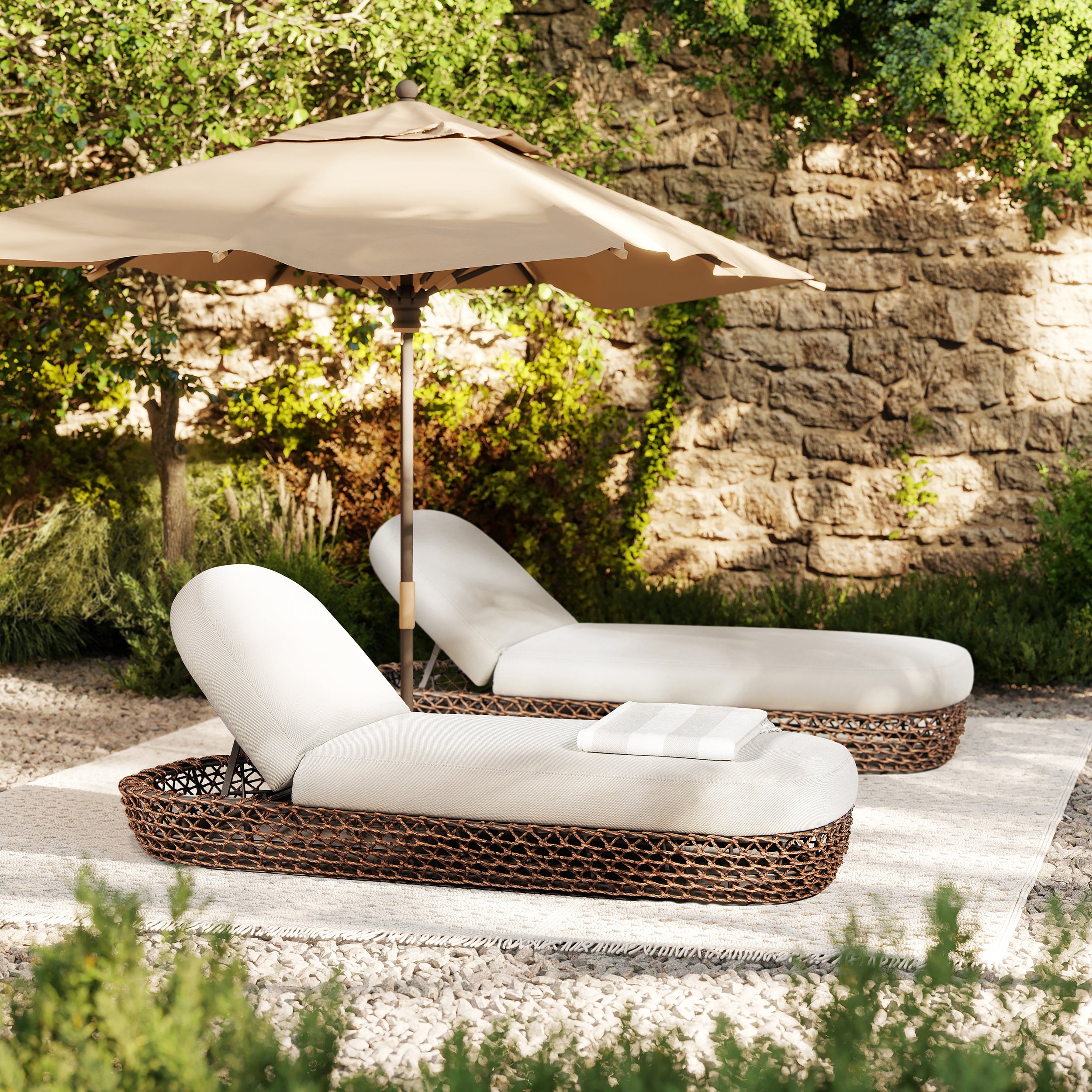 Willow Wicker Upholstered Patio Lounger