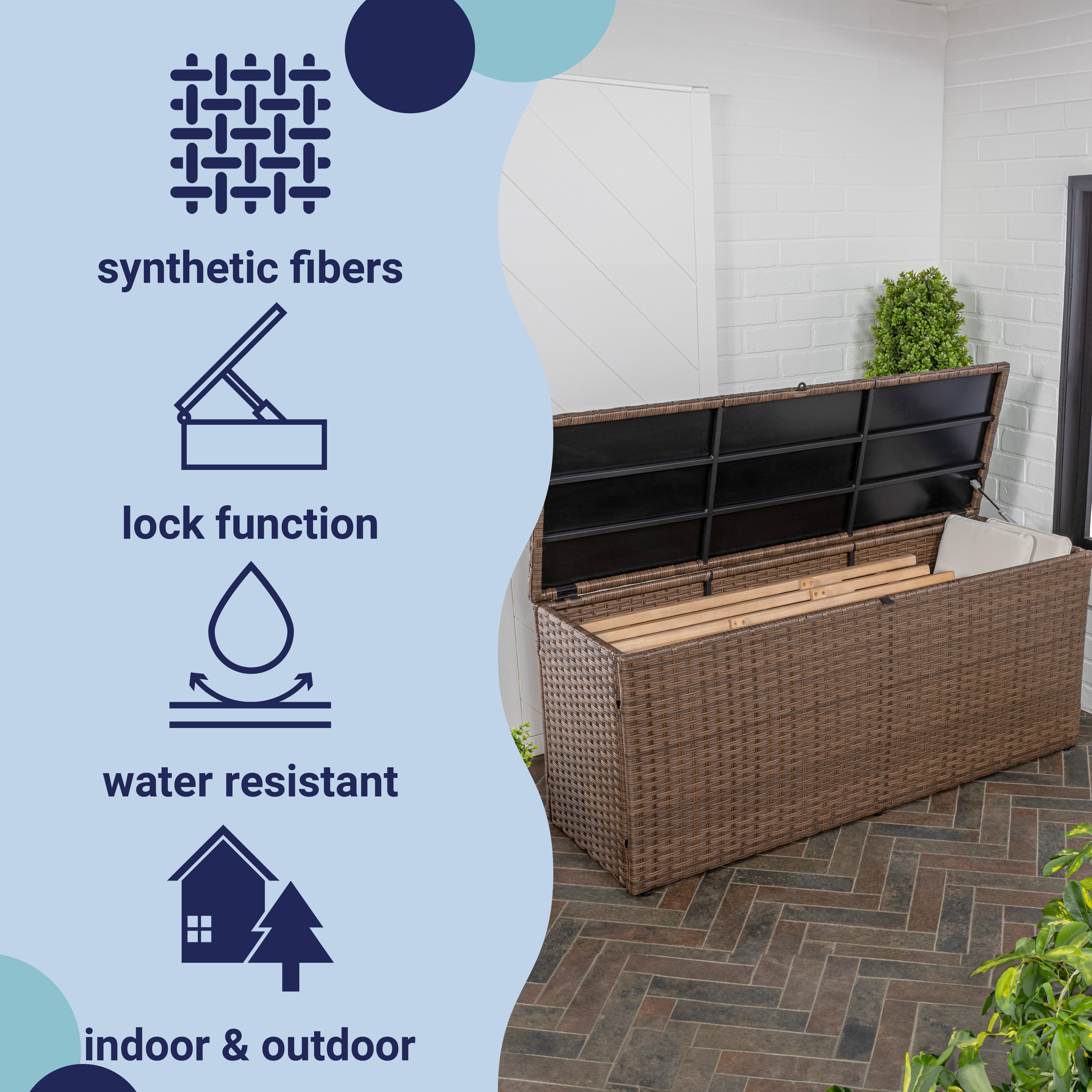 Nino Modern Minimalist Outdoor Faux Wicker Deck and Patio Storage Box