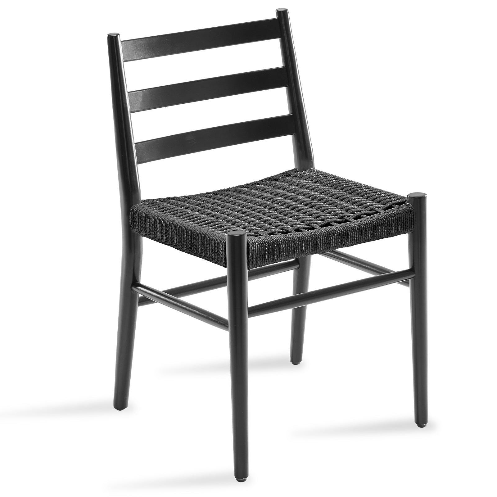 Modern Ladder-Back Woven Seat Dining Chairs, Set of 2