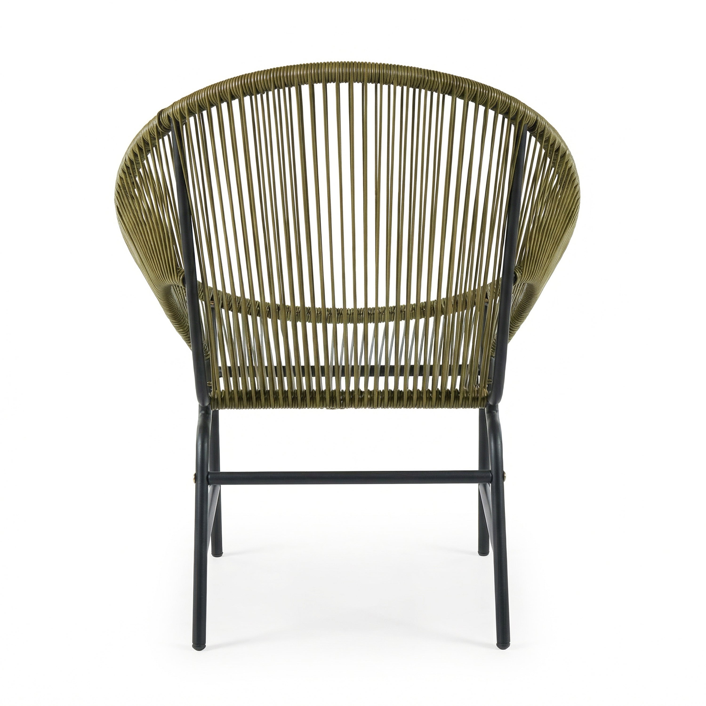 NUSA OUTDOOR PATIO WICKER CHAIR, TEAL PE RATTAN & IRON FRAME, SET OF 2
