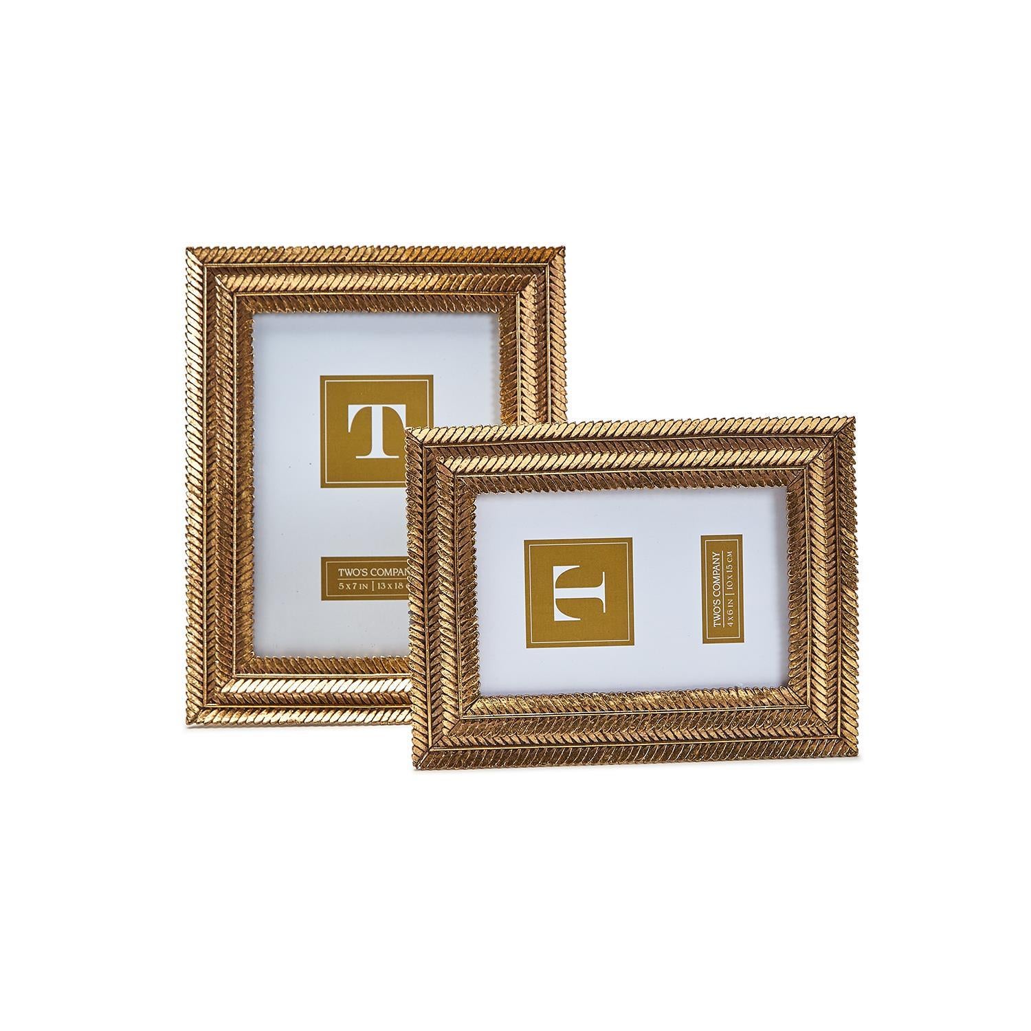 Gold Fern Photo Frame Includes 2 Sizes: 4x6 and 5x7, Set of 2