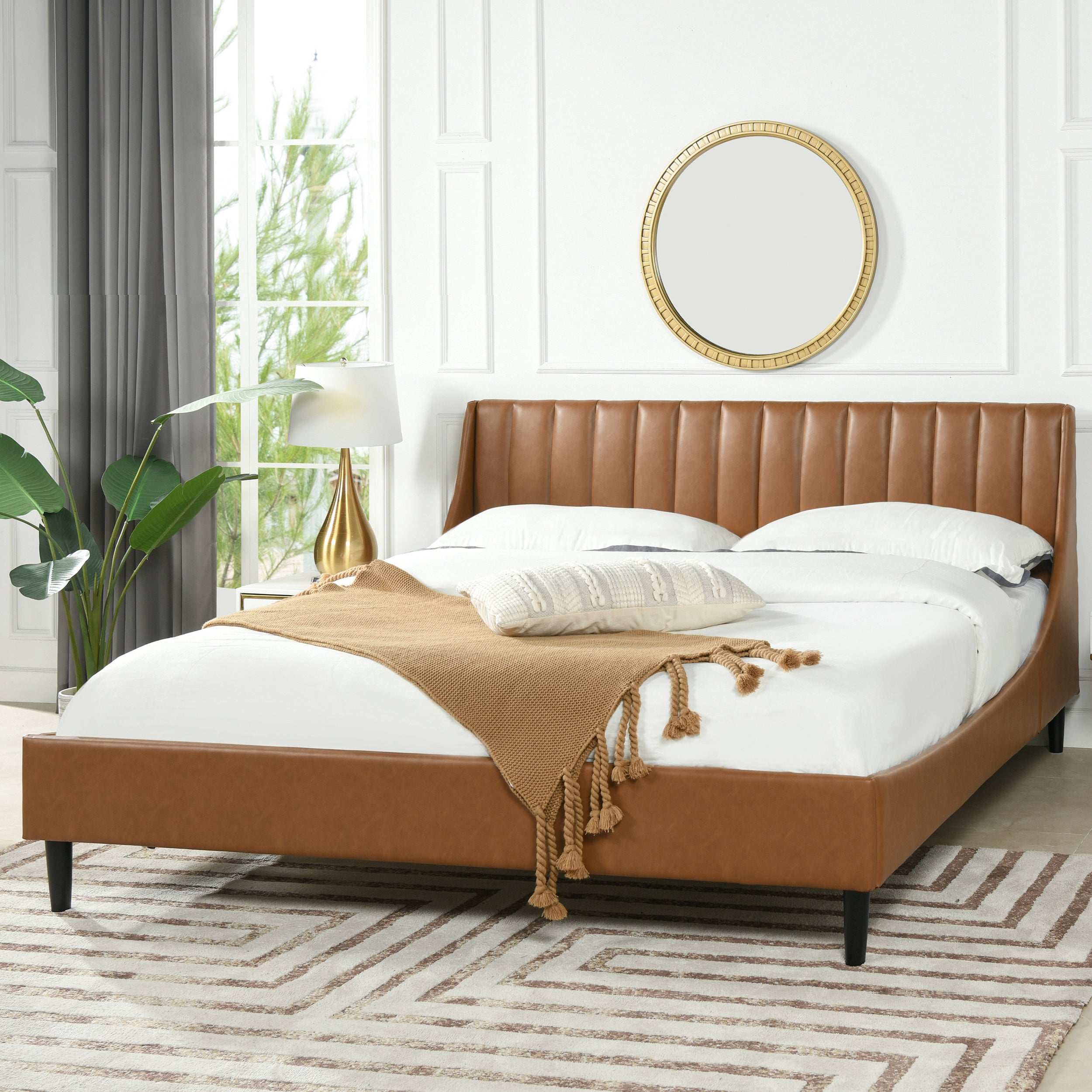 Asphodel Upholstered Platform Bed with Channel Tufted Headboard