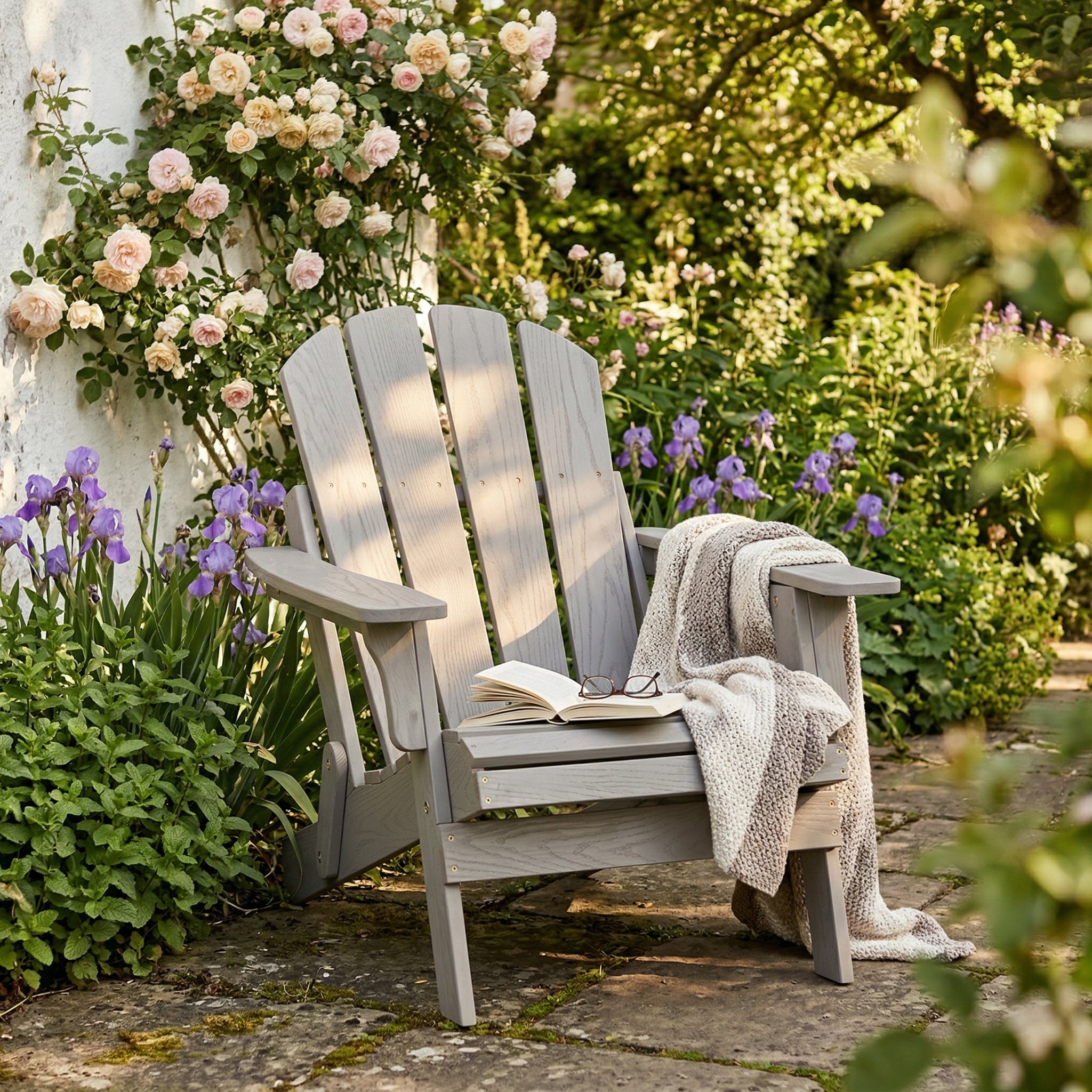 Oversized Wooden Outdoor Folding Adirondack Chair