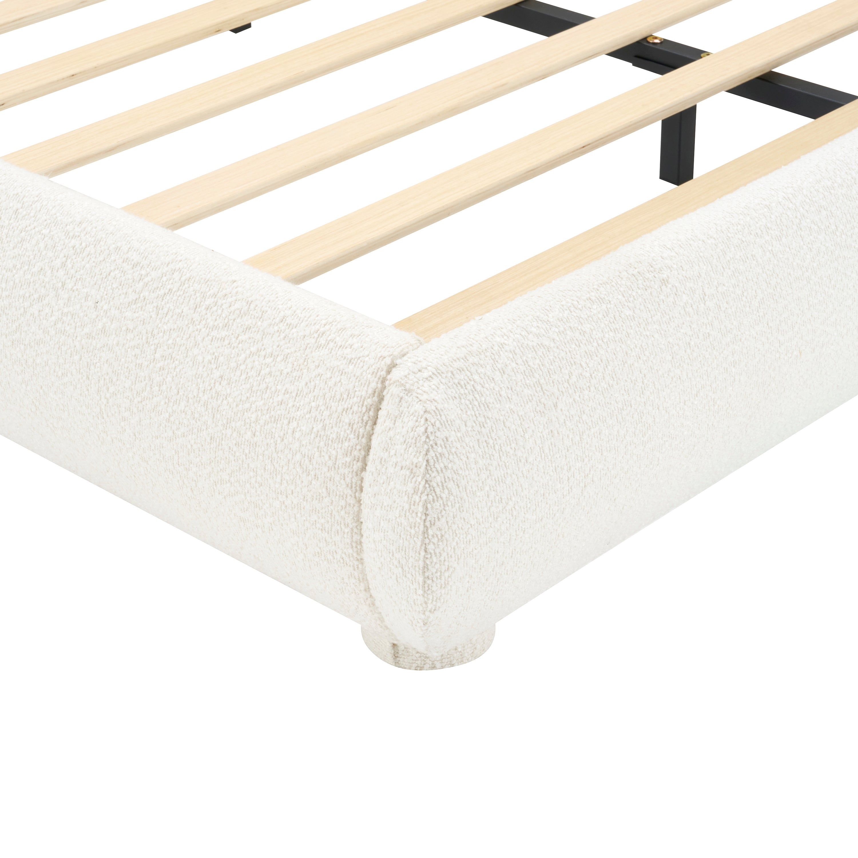Modern Bed Frame with Upholstered Curved Headboard