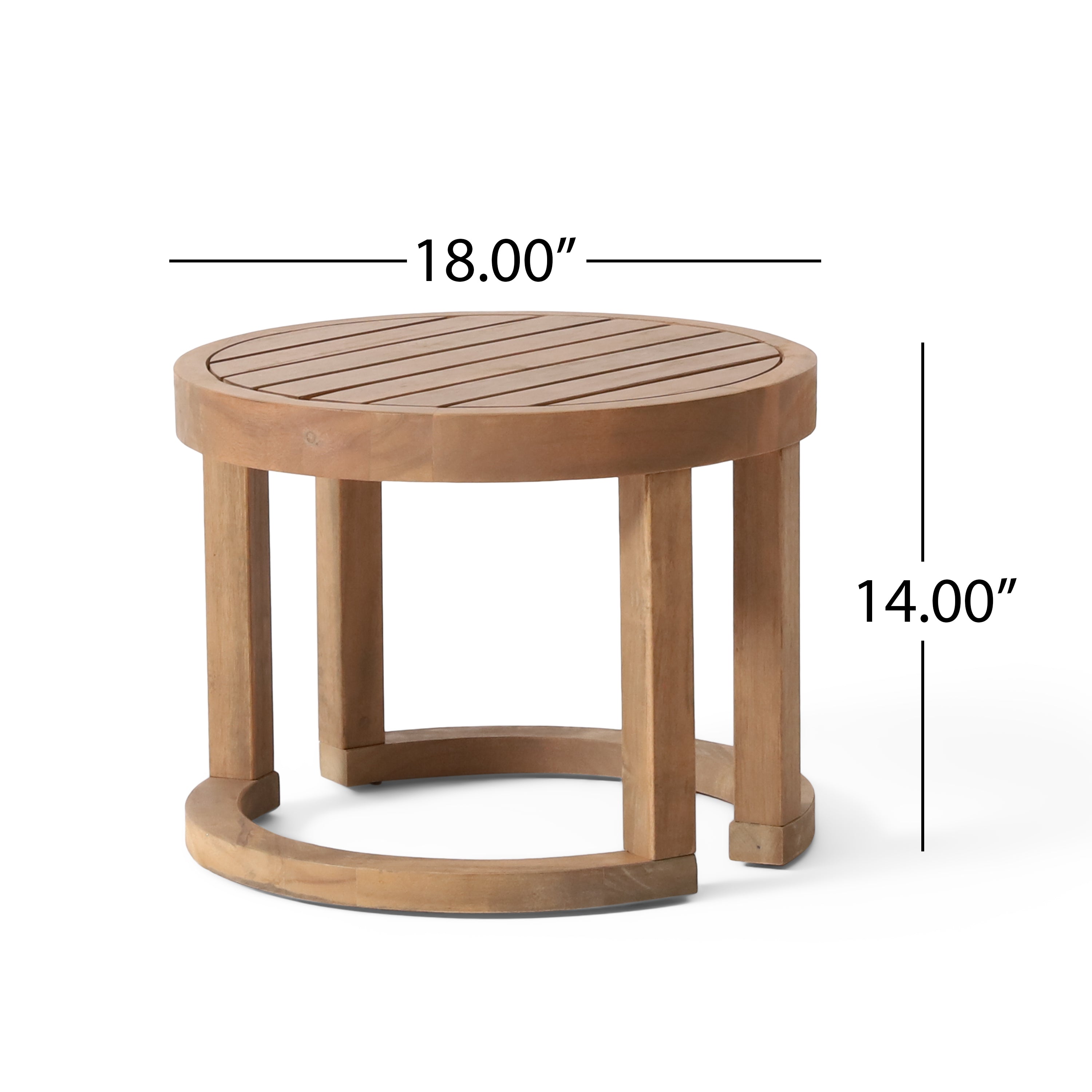 Outdoor Acacia Wood Side Table, 18" Solid Side Table