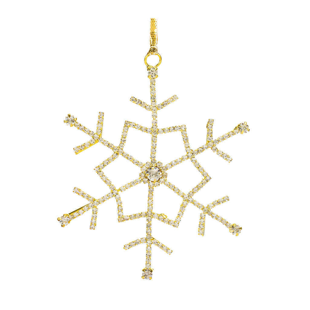 Gold Jeweled Metal Snowflake Ornament (Set of 12)