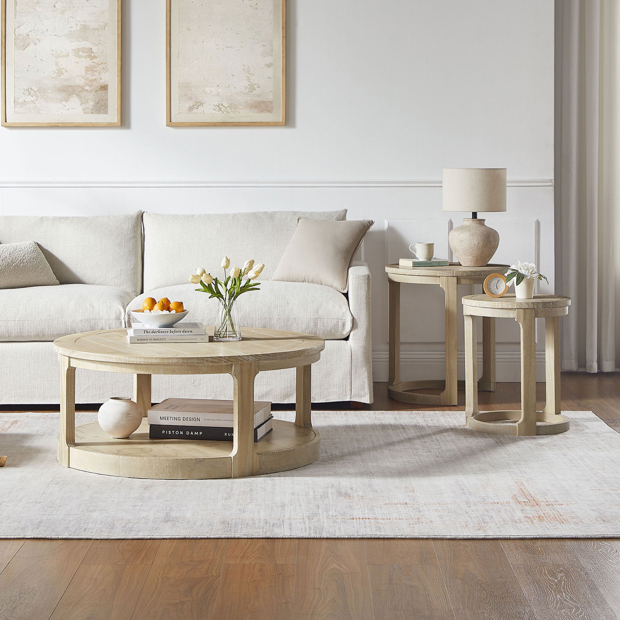 Modern Farmhouse Set of 2 Nesting Accent Tables