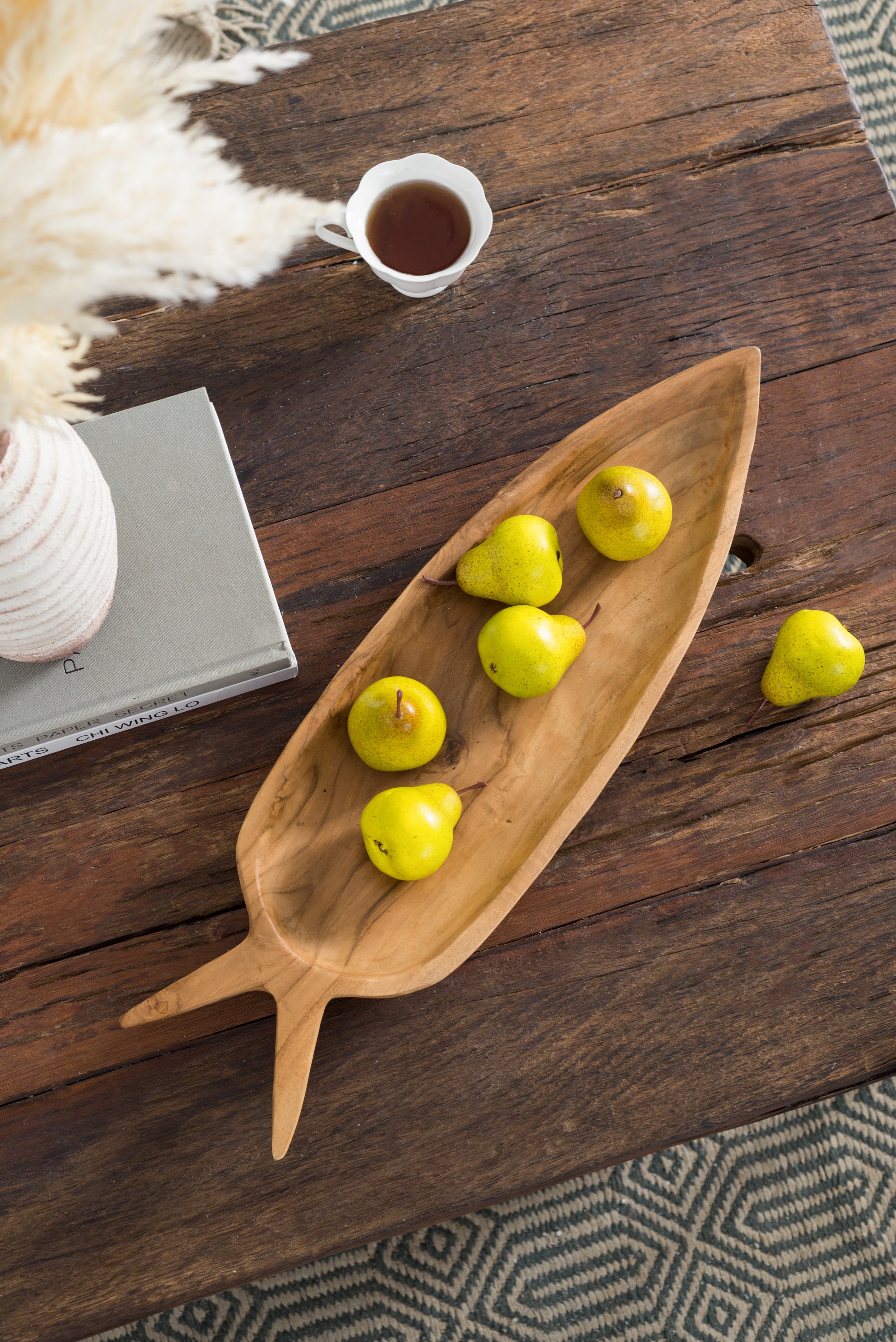 Carrot Teak Wood Decorative Tray