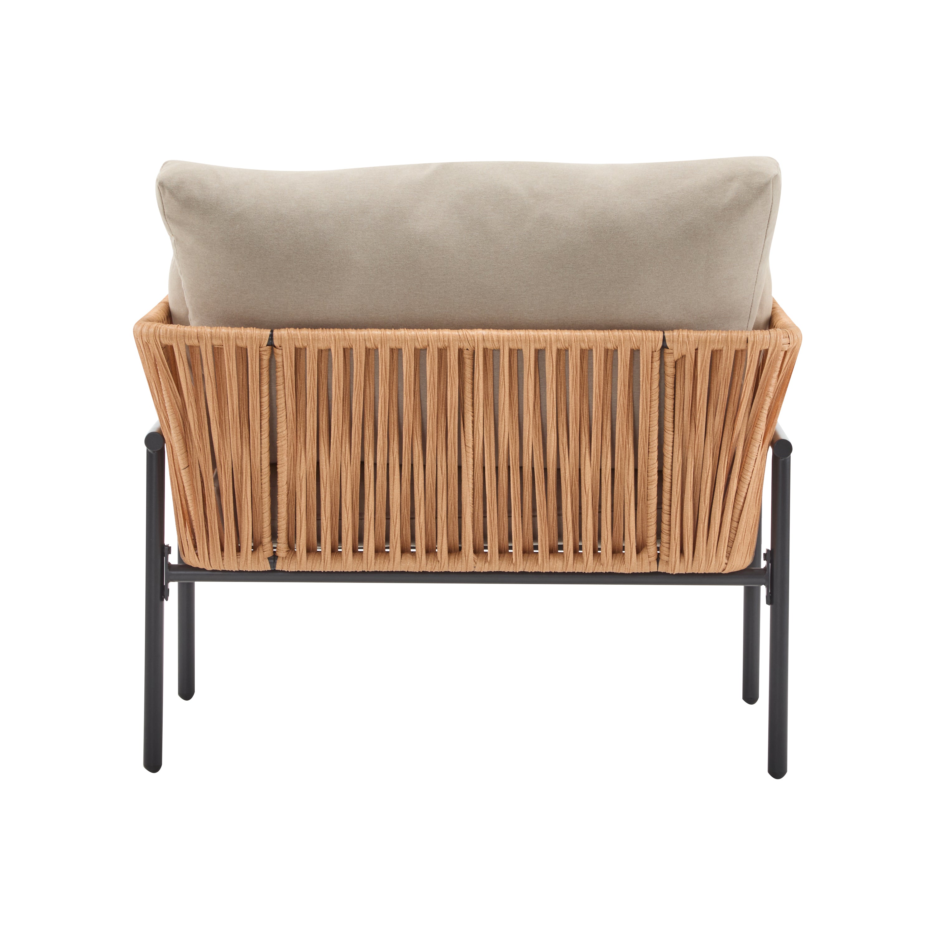 Brisa Outdoor Modern Iron Lounge Chair with Rope Weave