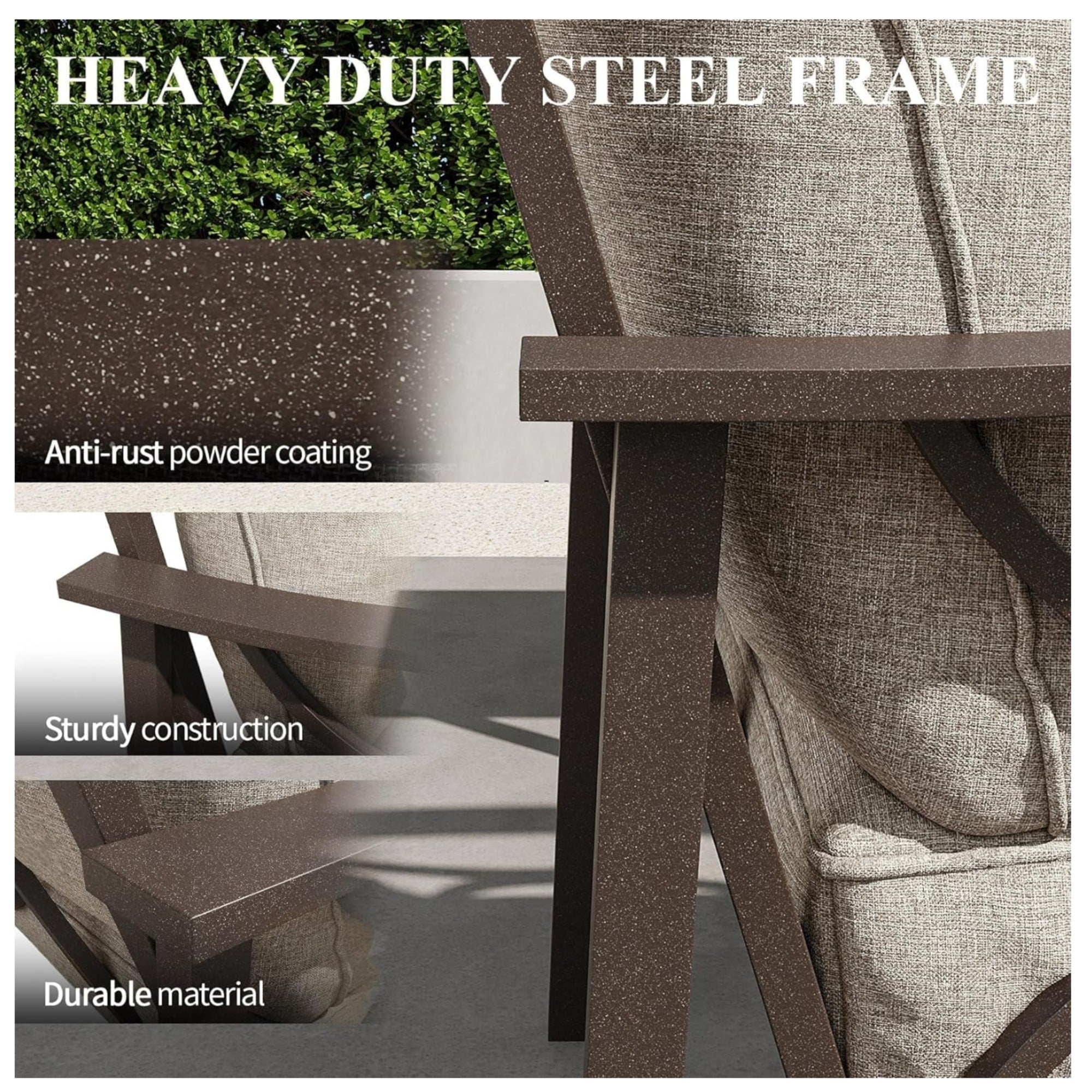 Marisol 2 Piece Outdoor Patio Set, 70" All-Weather Metal 3-Seat Sofa and Coffee Table