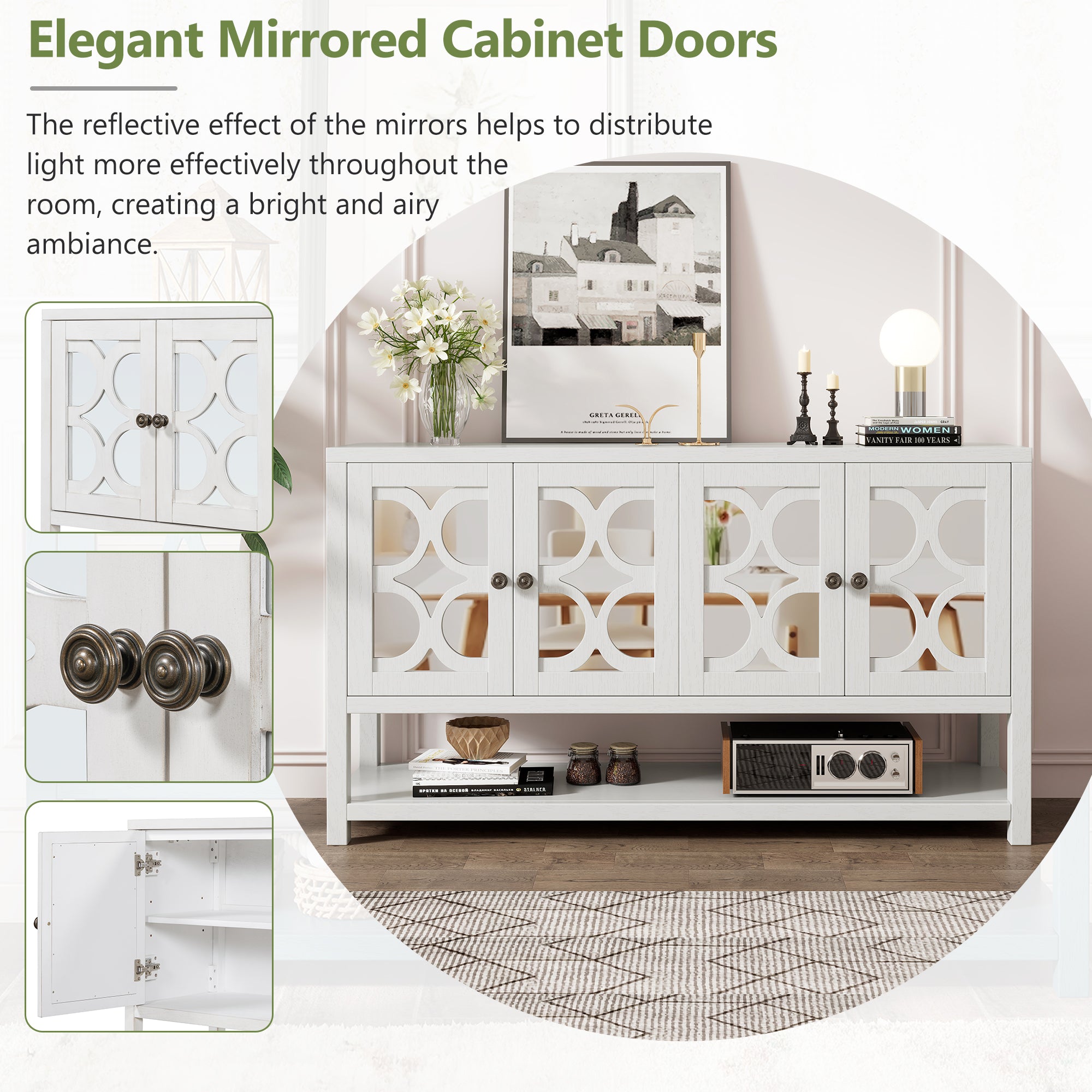 Mirrored Door Console Table