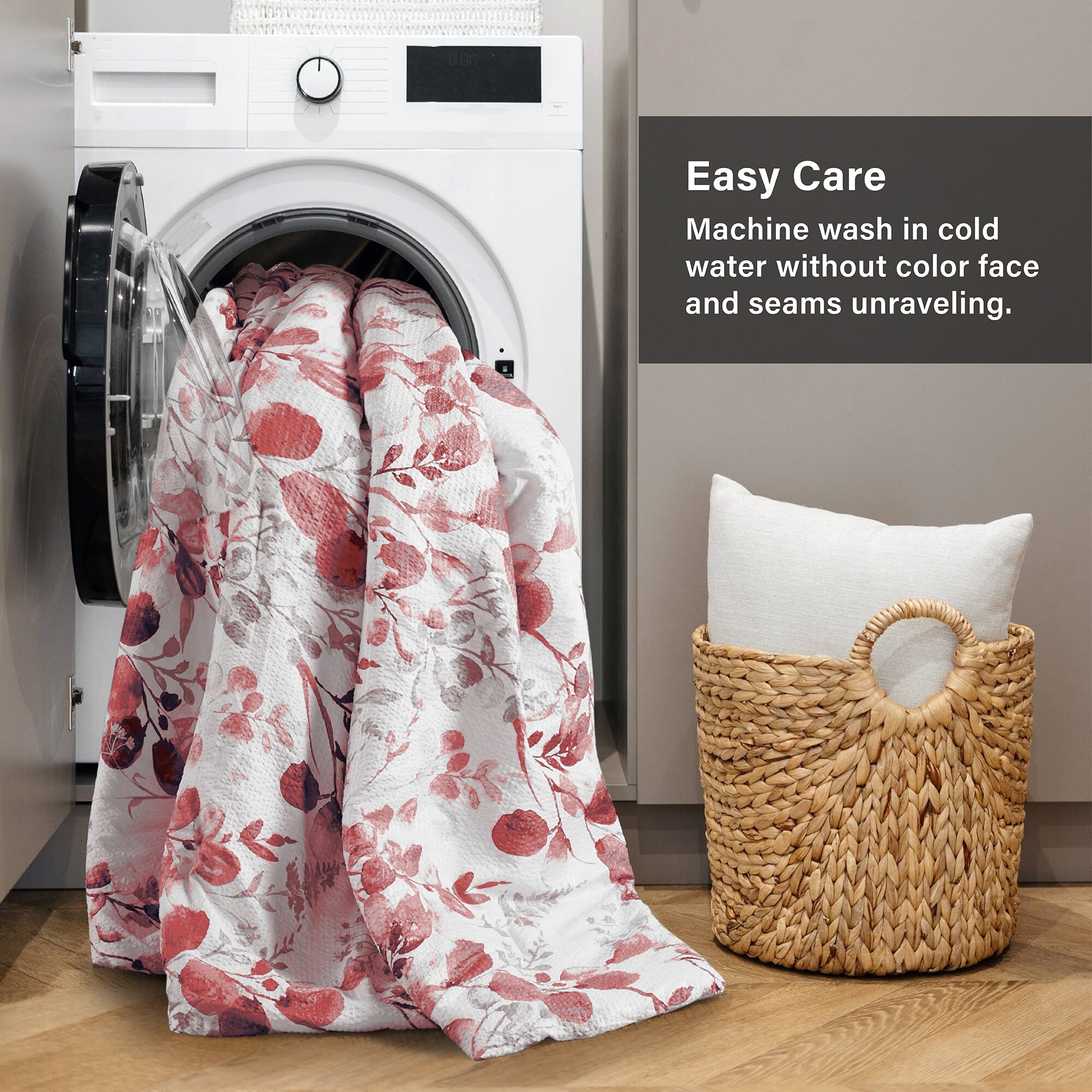 3-Piece Reversible Floral Botanical Seersucker Comforter Set