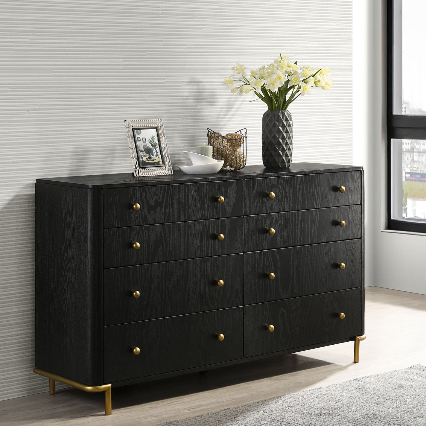 Anser Black 8-Drawer Dresser
