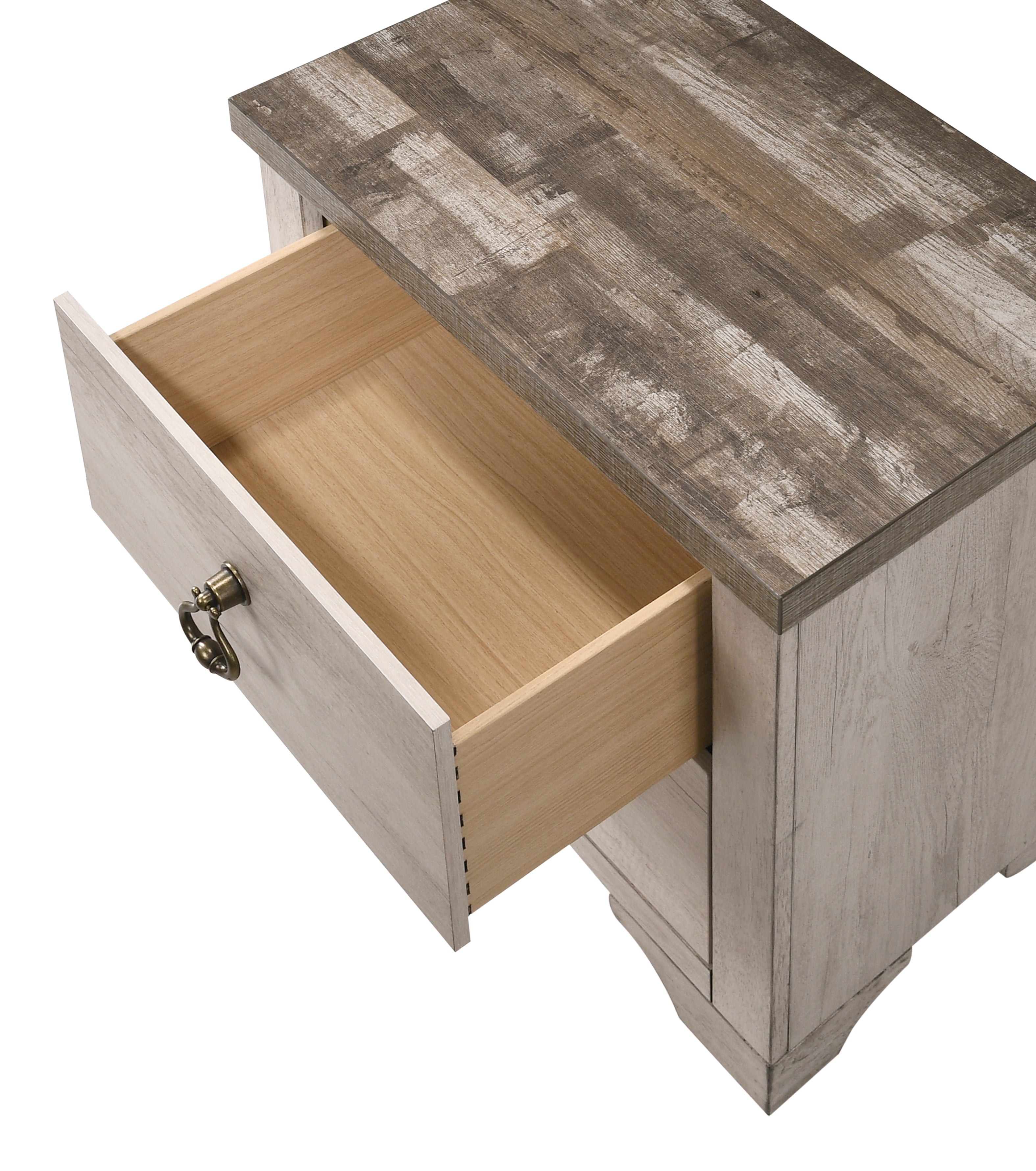 Cottage Style Distressed 2 Drawer Nightstand
