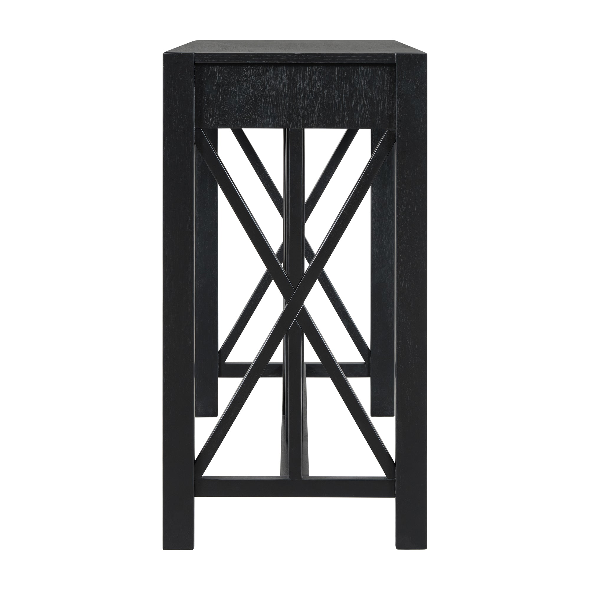 Modern Crisscross Design Entryway Table with Open Bottom Storage