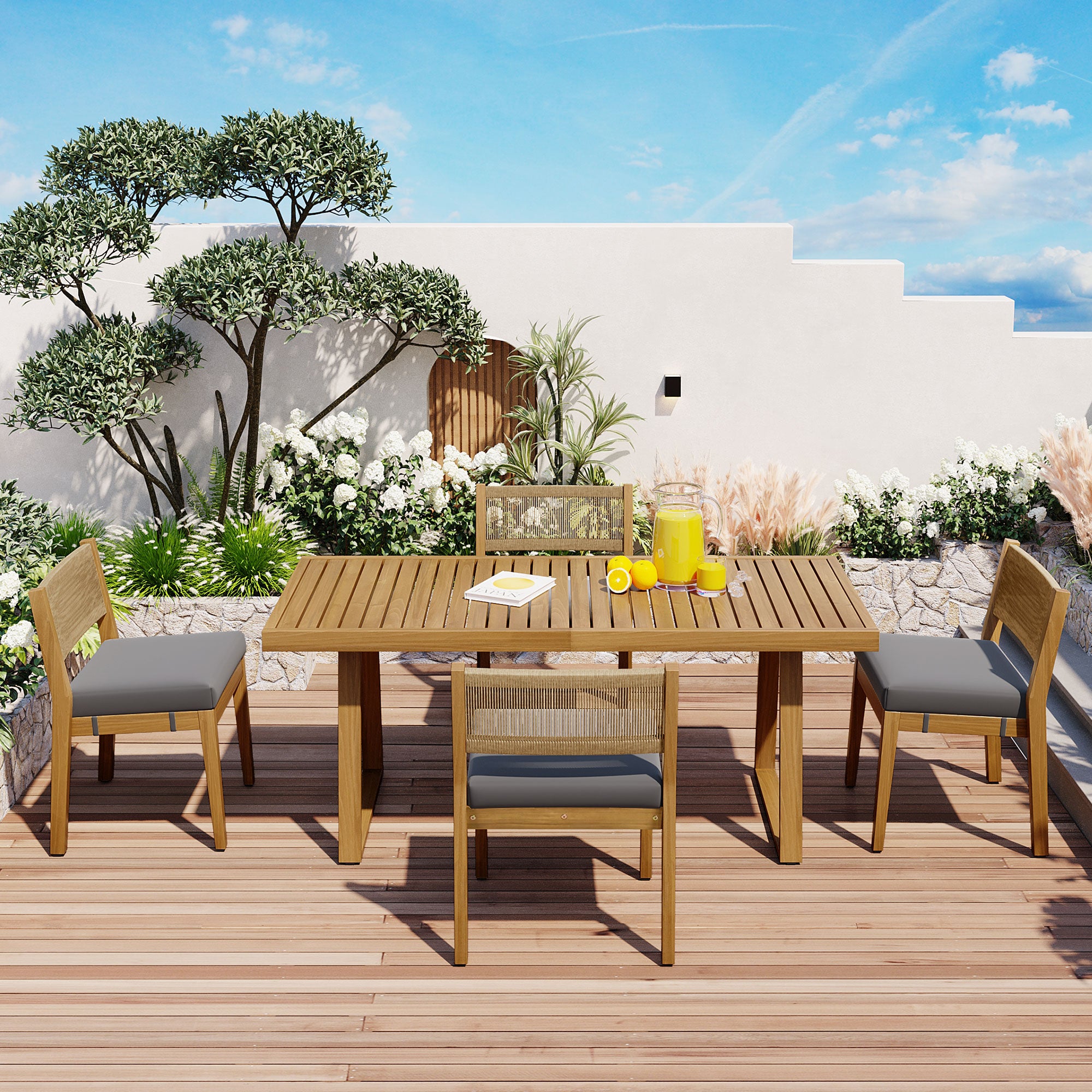 Outdoor Acacia Wood Dining Table Set