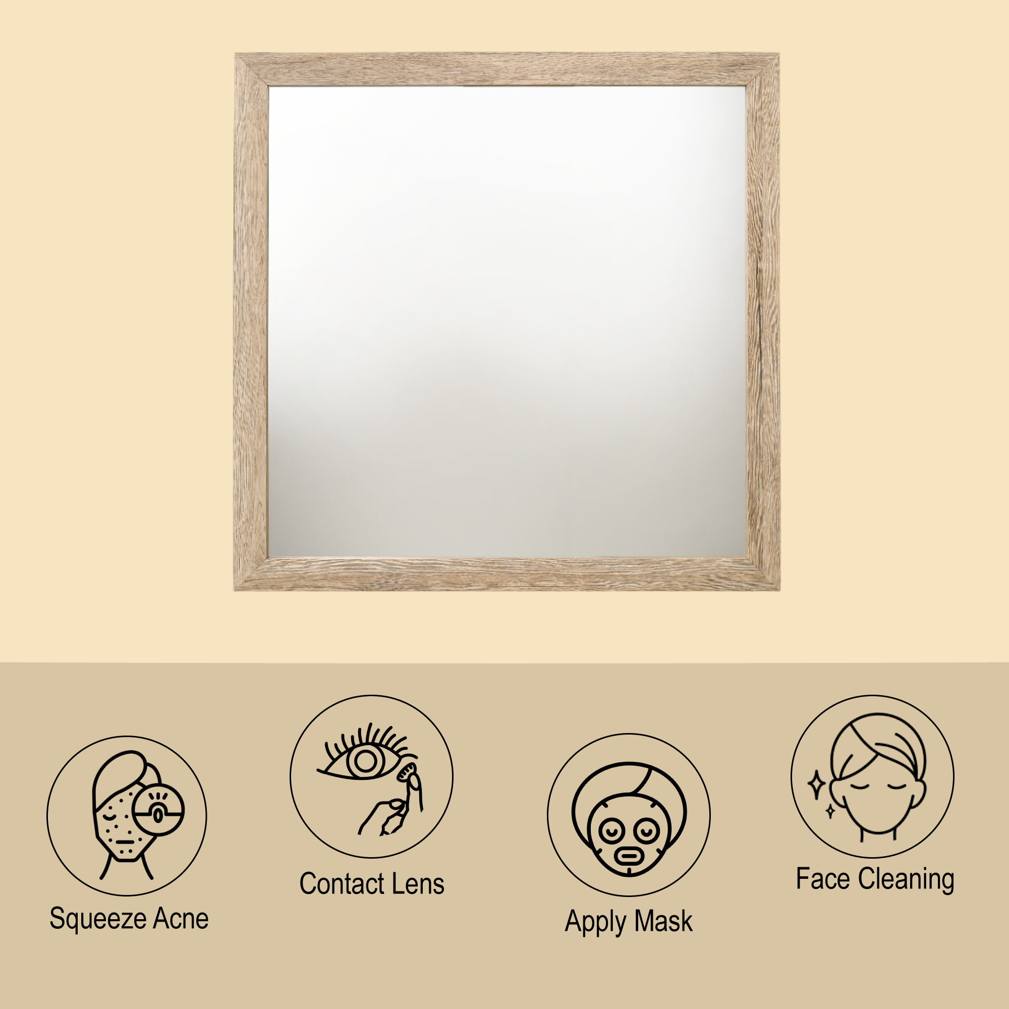 40" x 40" Wall Mirror with Molding Trim and Wood Frame