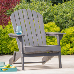 Dawn Outdoor Adirondack Chair with Slat Back and Acacia Wood Frame - Outdoor Seating